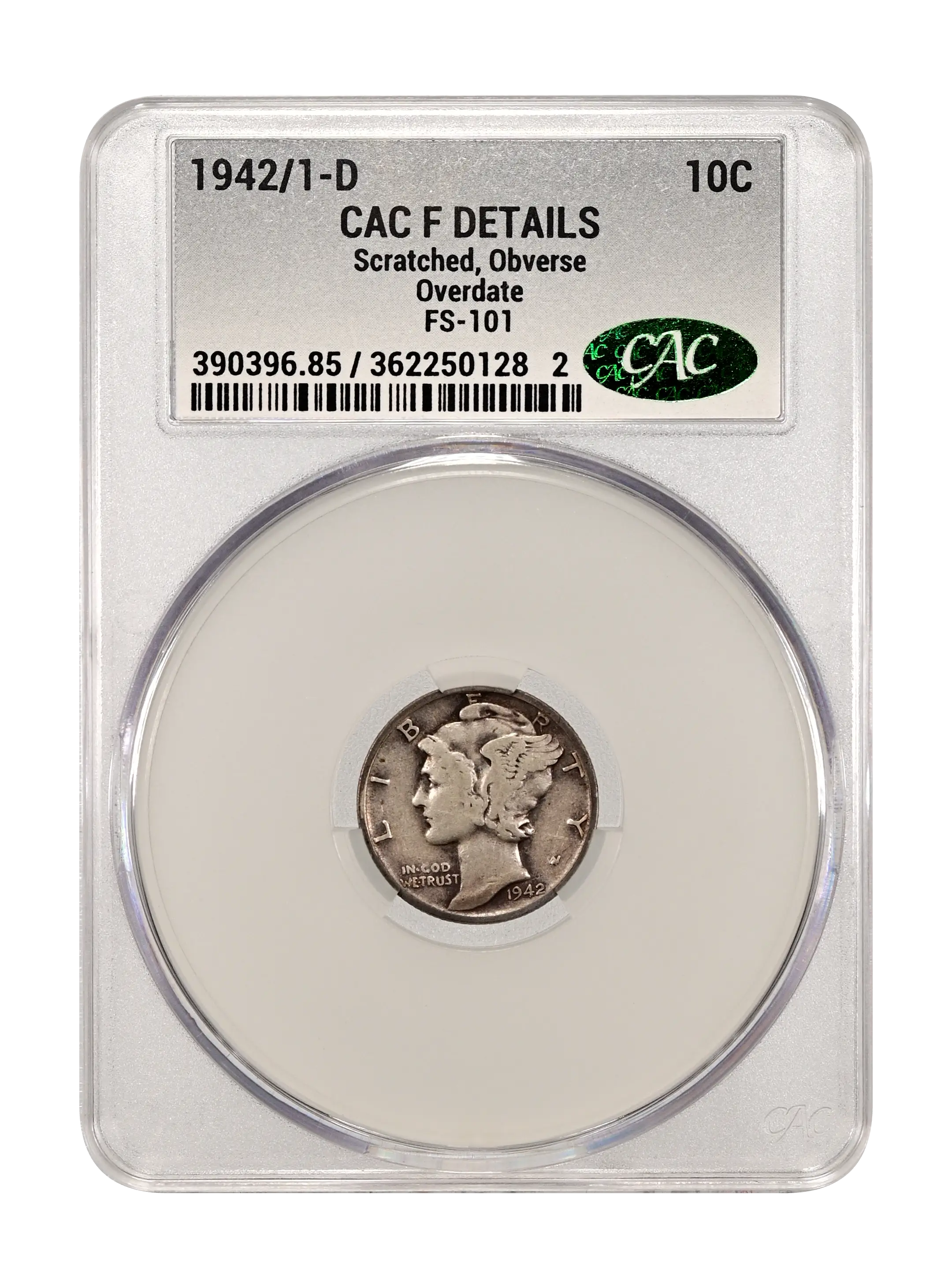1942/1-D 10c Overdate, FS-101 MS