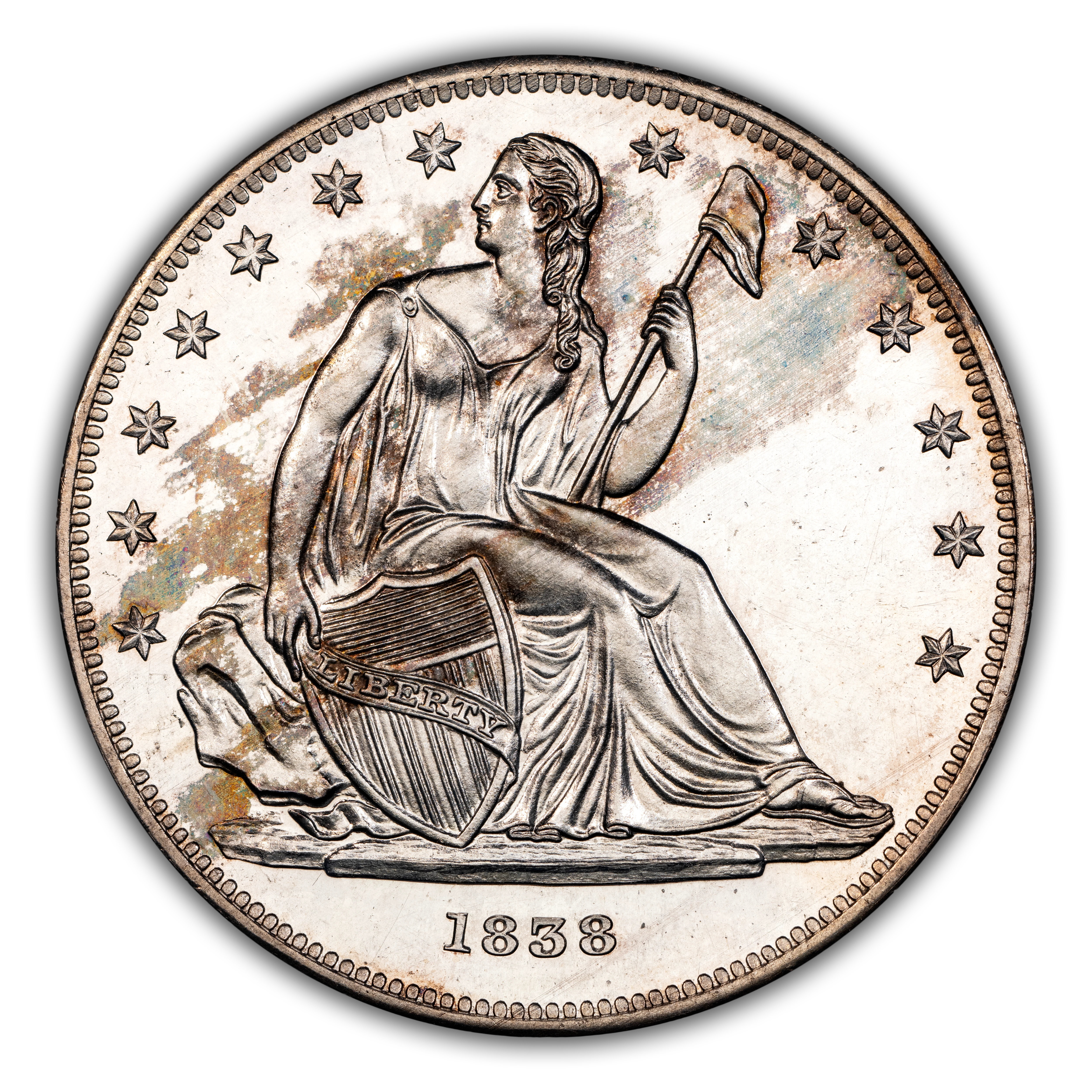 1838 PS$1 Restrike, Silver, J-85 PR CAM