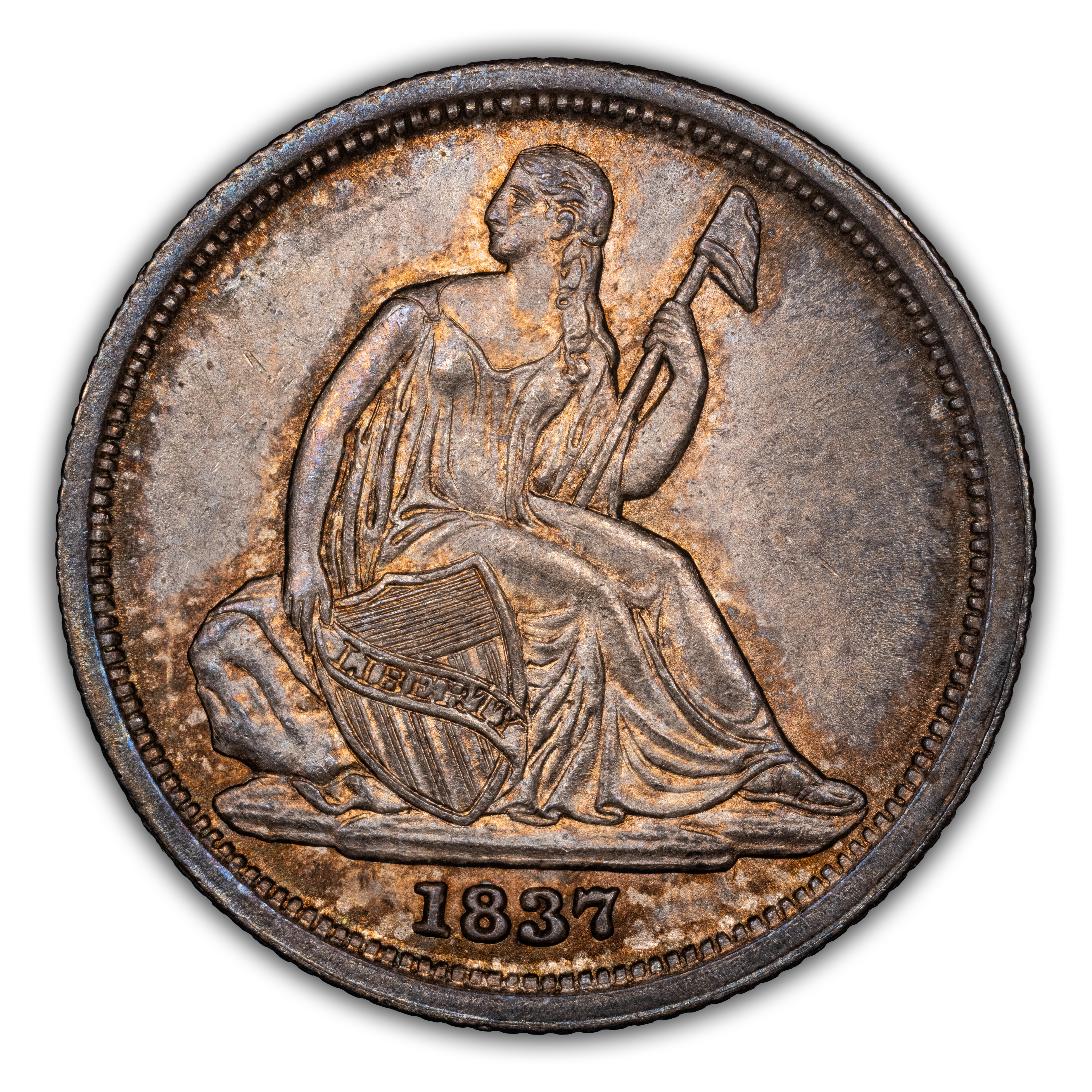 1837 10c No Stars, Small Date MS