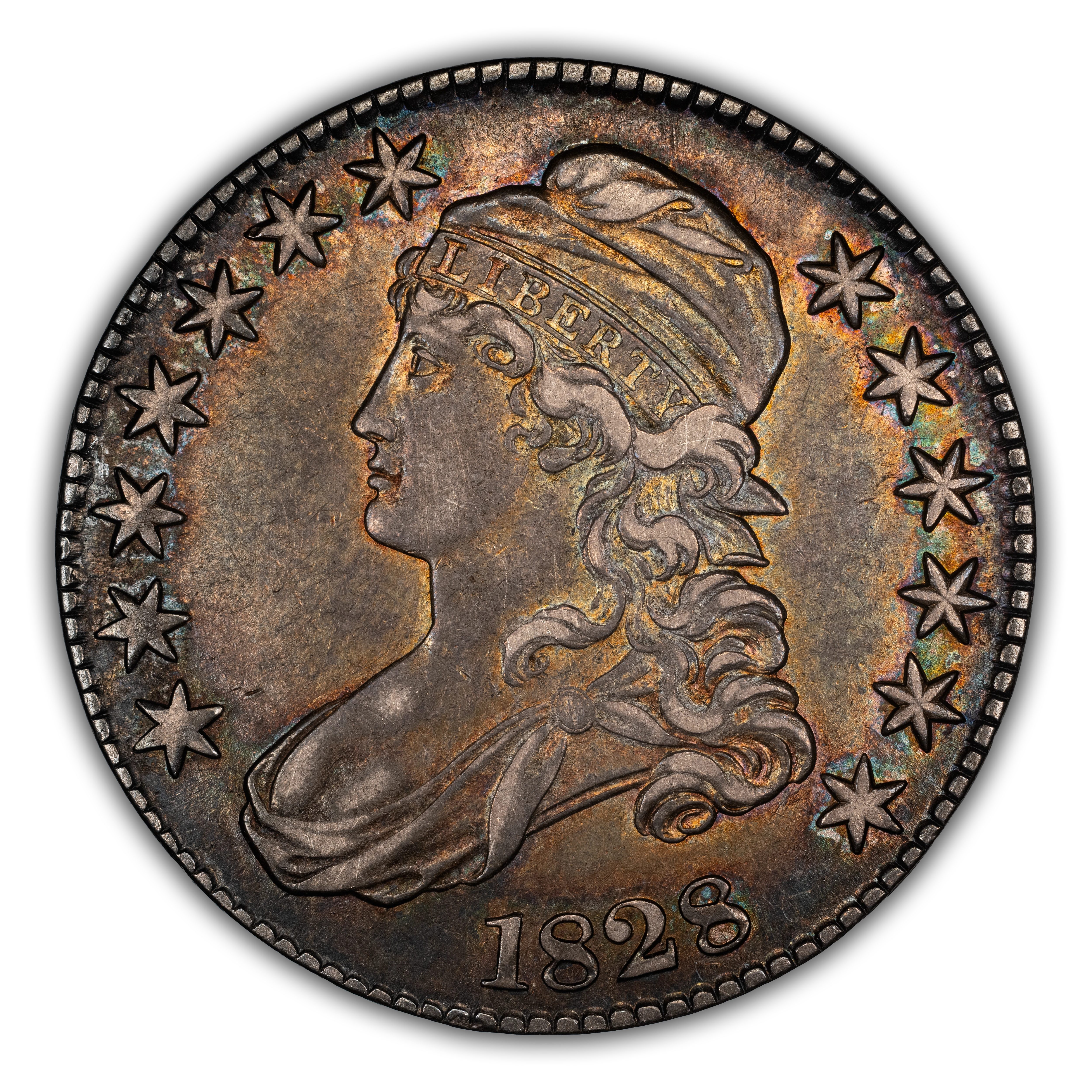 1828 50c Square Base 2, Small 8s, Large Letters MS