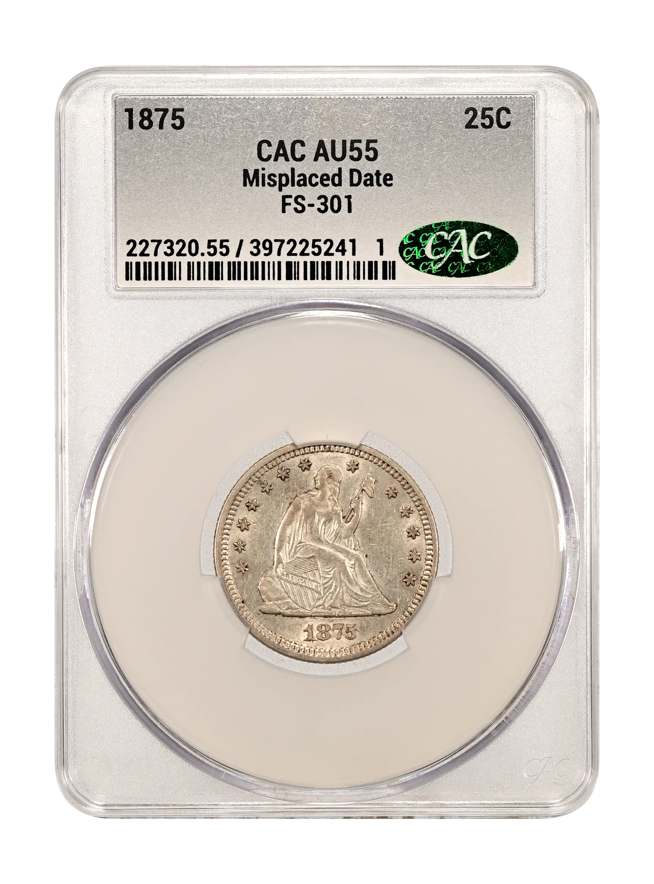 1875 25c Misplaced Date, FS-301 MS