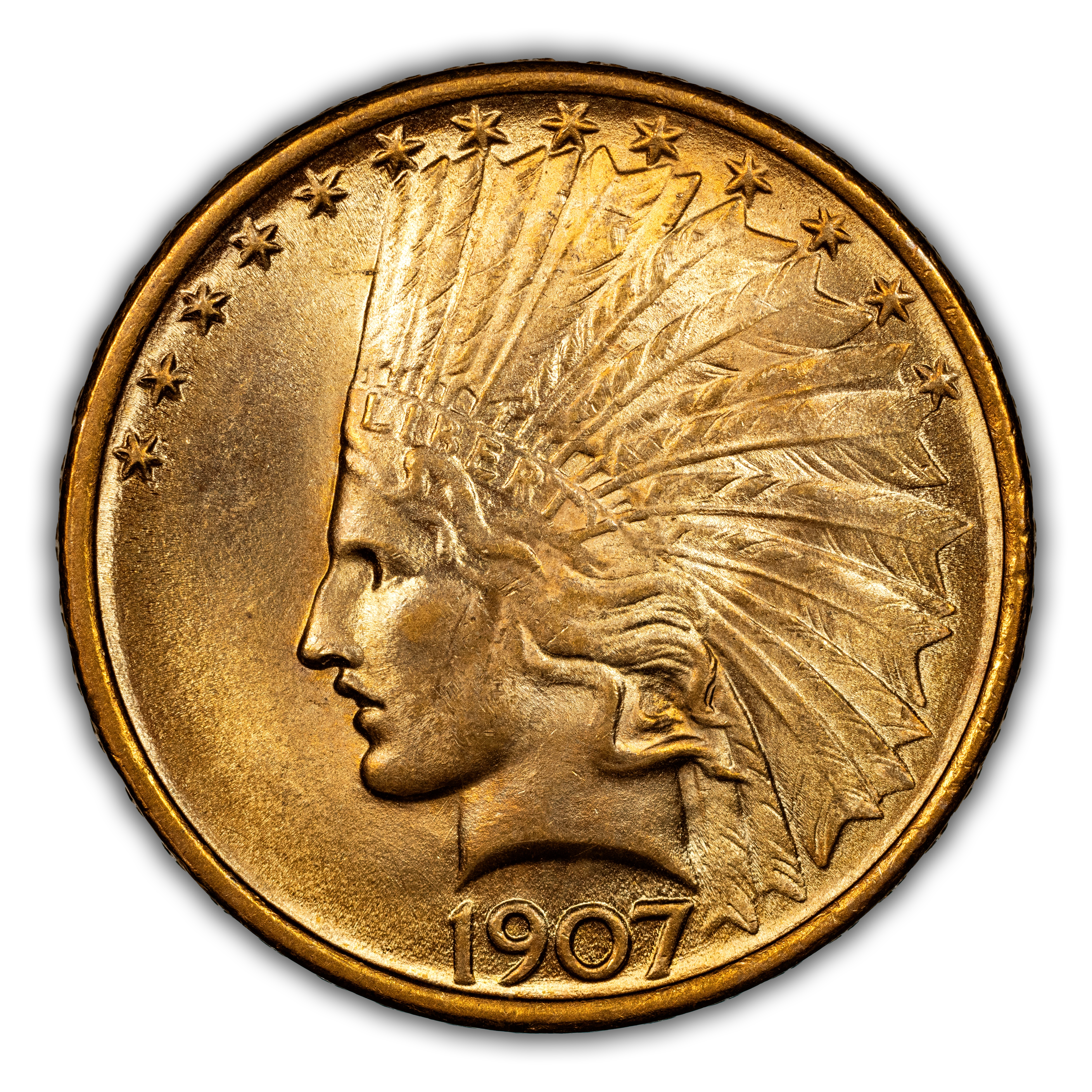 1907 $10 No Motto MS