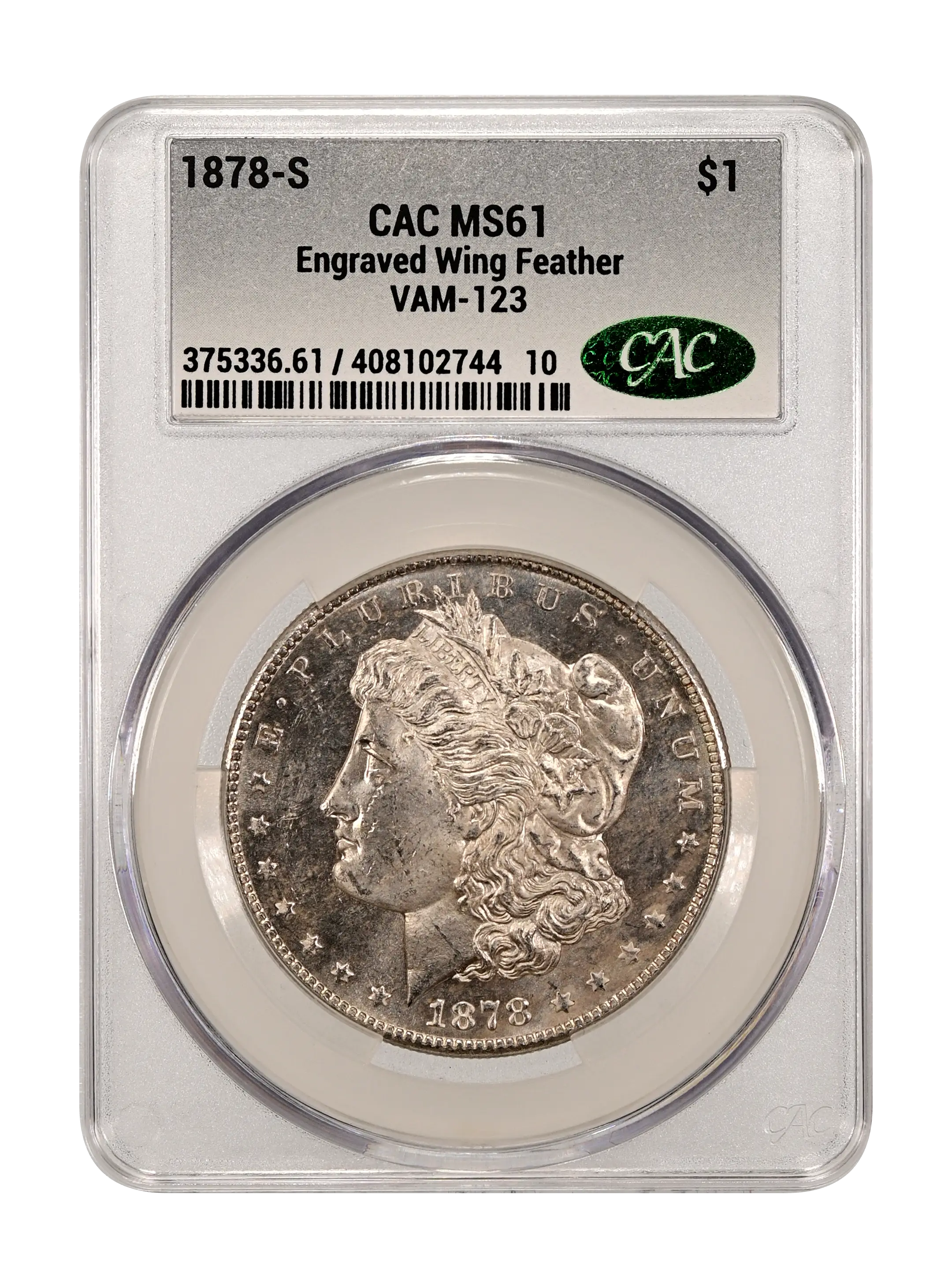 1878-S $1  Engraved Wing Feather, VAM-123 MS thumbnail 2