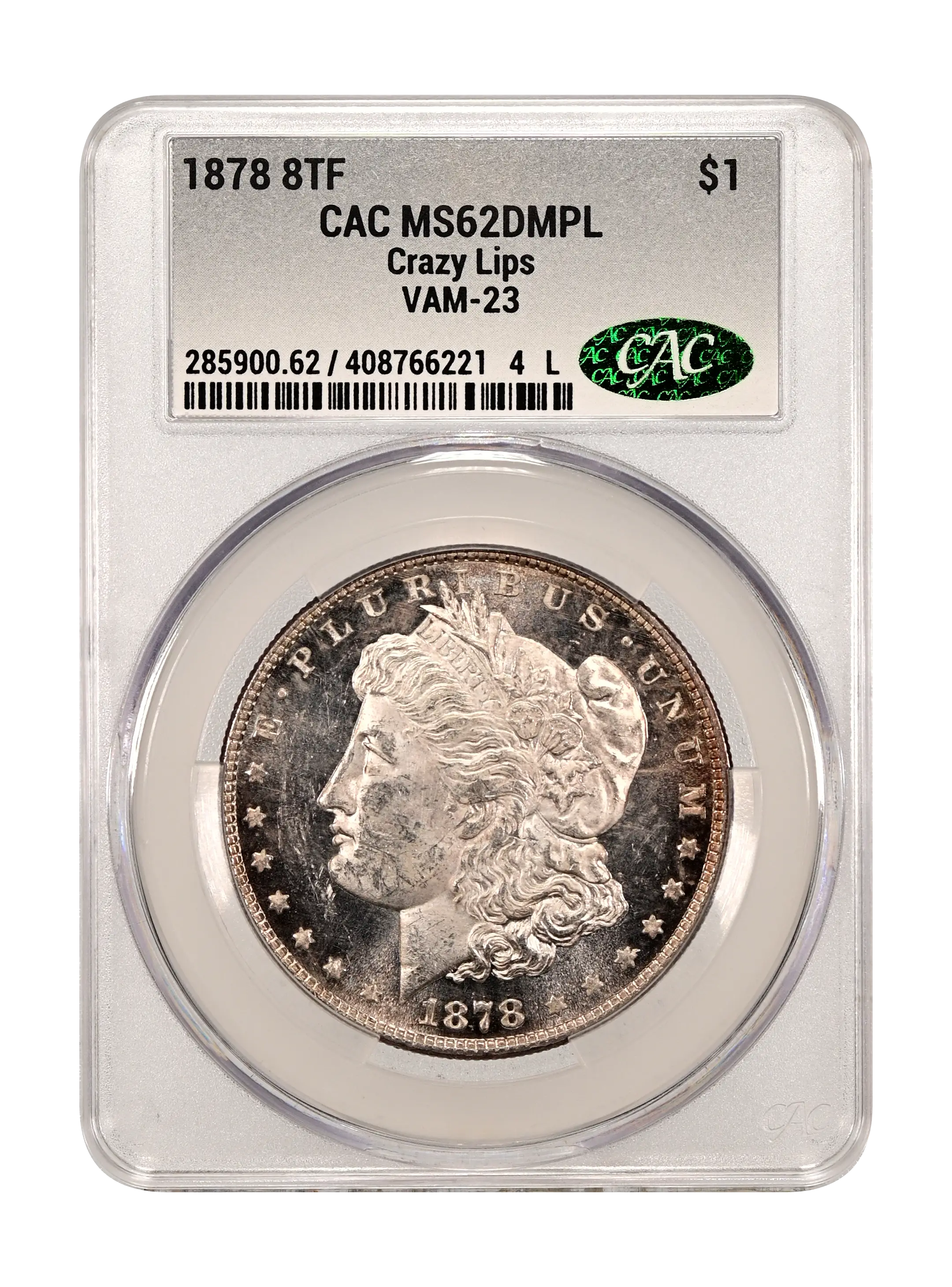 1878 8TF $1  Crazy Lips, VAM-23 MS DMPL thumbnail 3