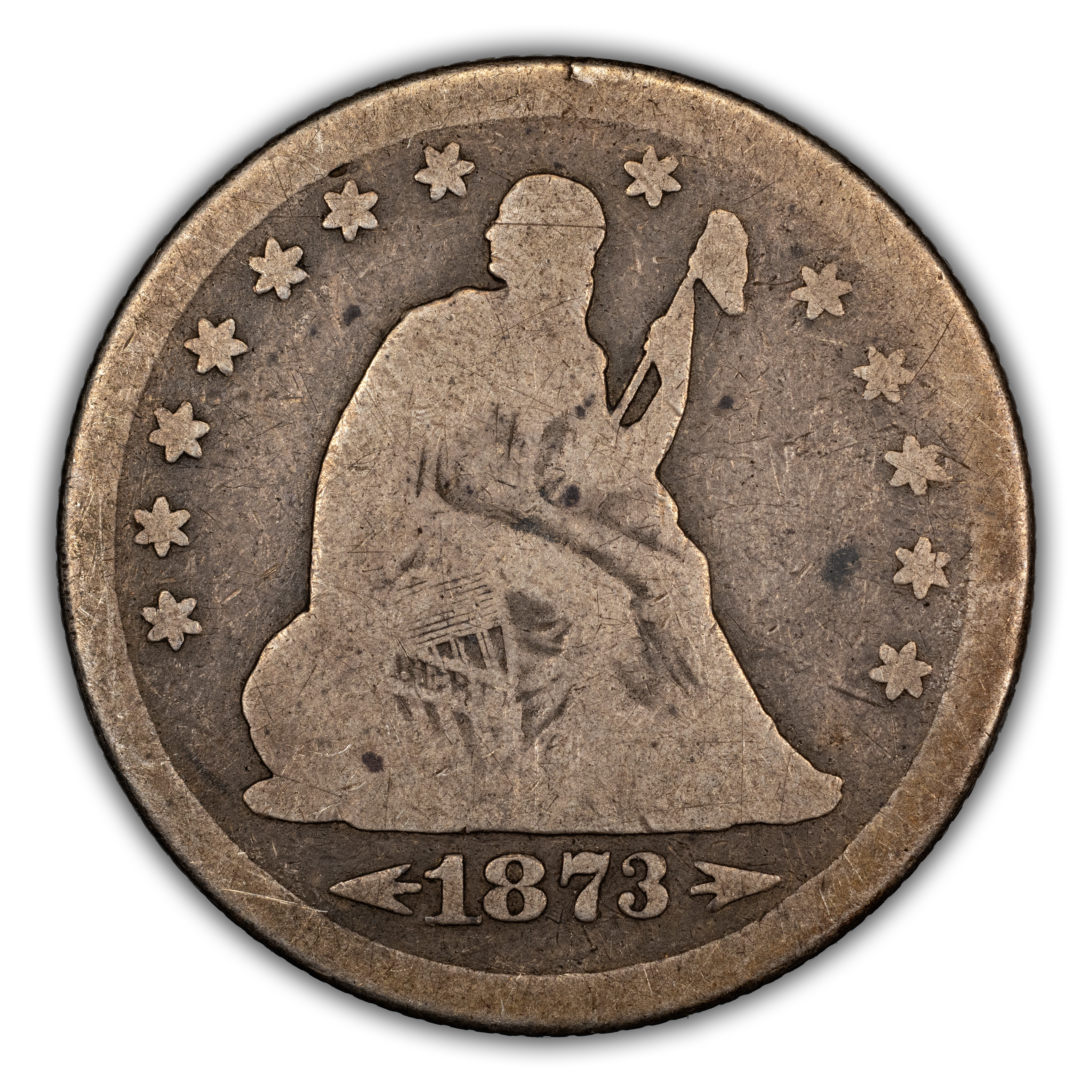 1873-CC 25c Arrows MS
