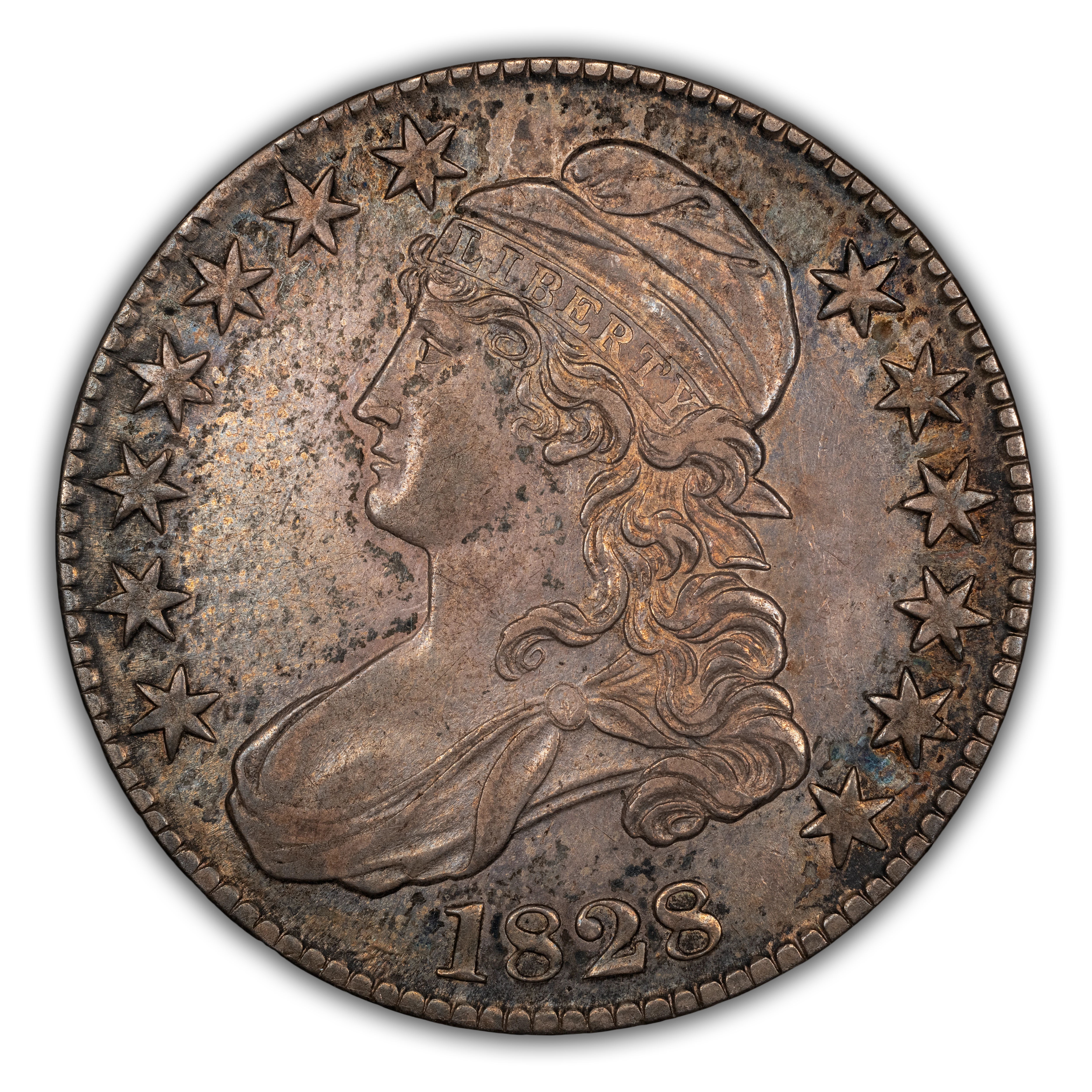 1828 50c Square Base 2, Small 8s, Large Letters, O-122 MS