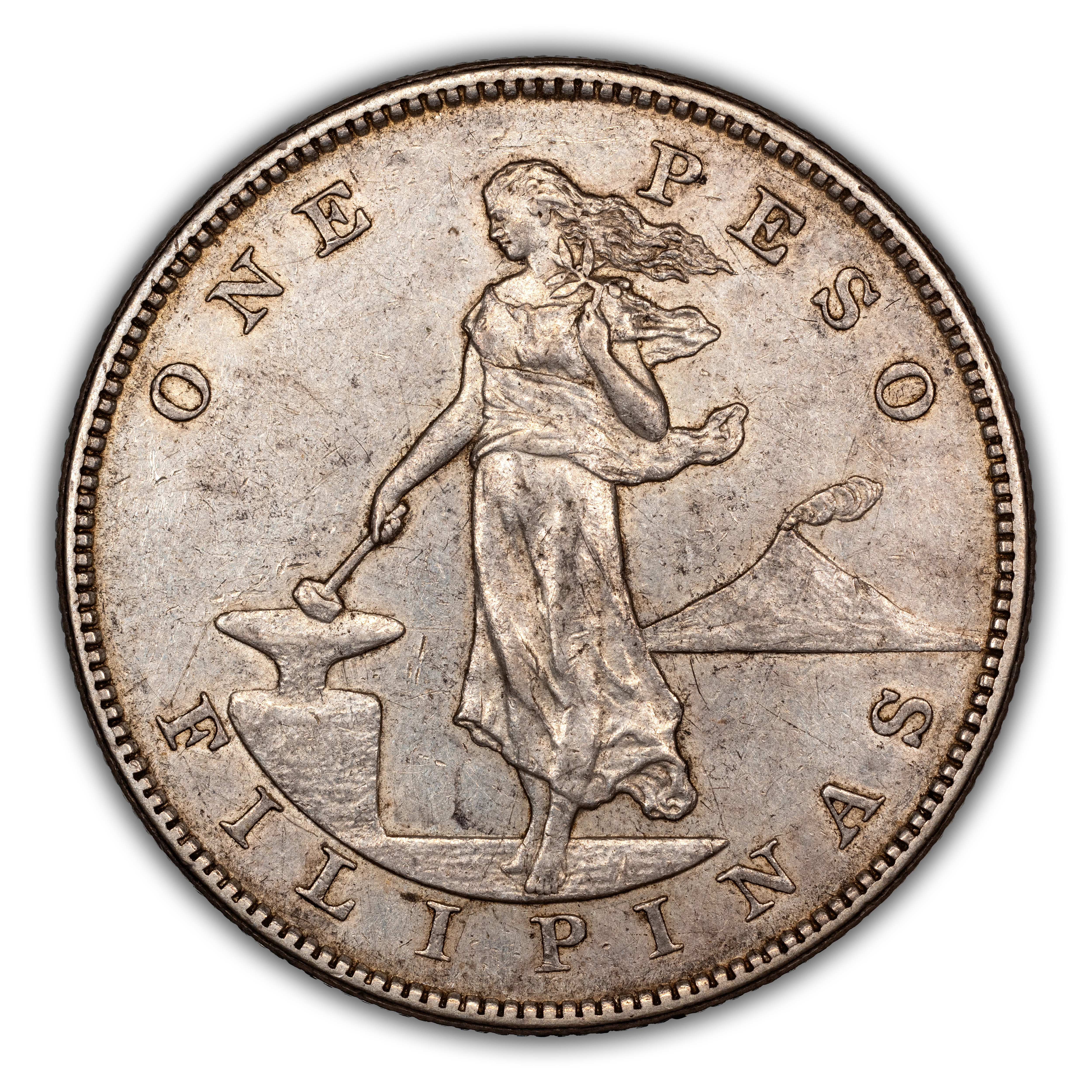 1905-S Peso U.S. Philippines, Straight Serif, Allen 16.06a, FS-301 MS