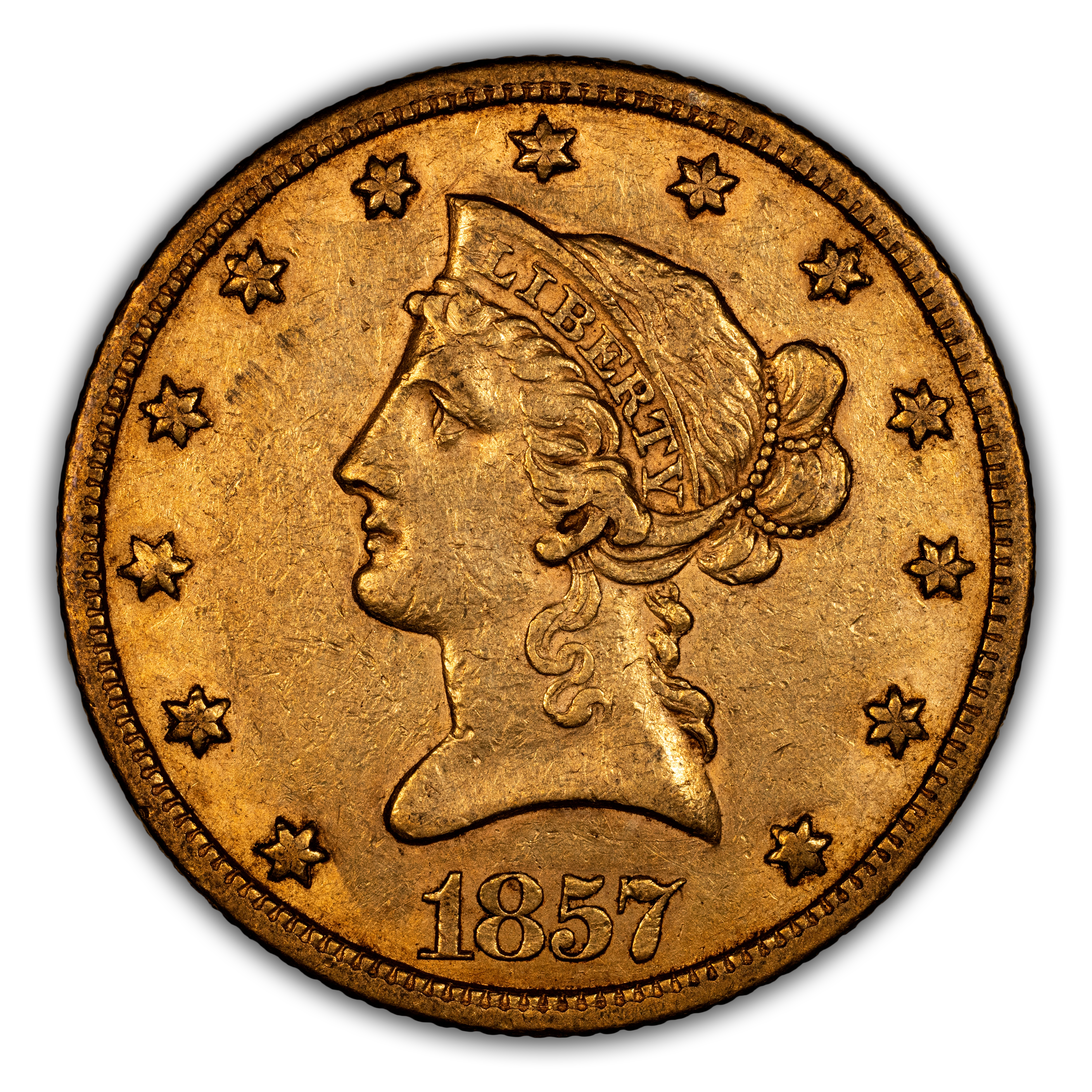 1857-S $10 MS