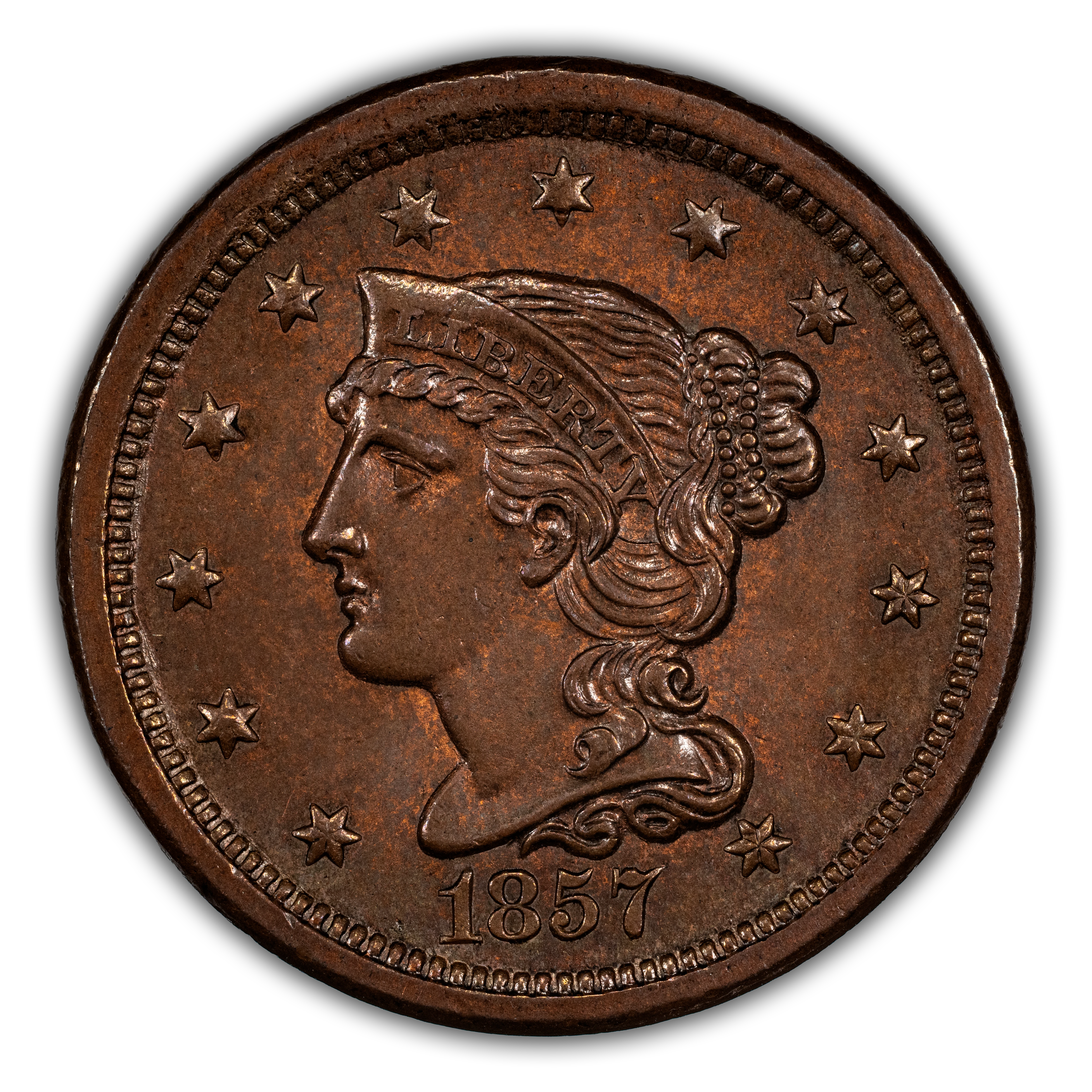 1857 1c Small Date, N-2 MS BN