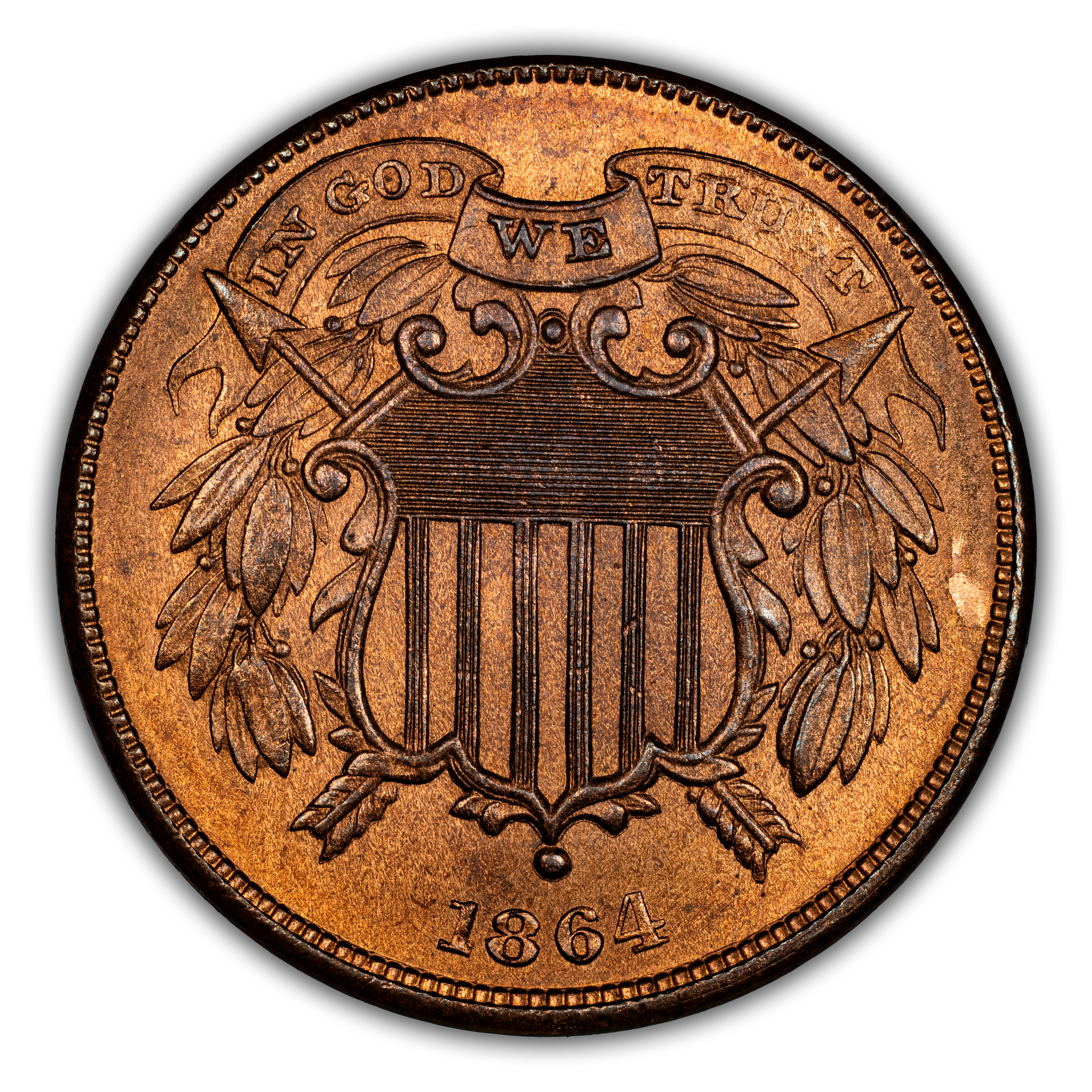 1864 2c Small Motto MS RB