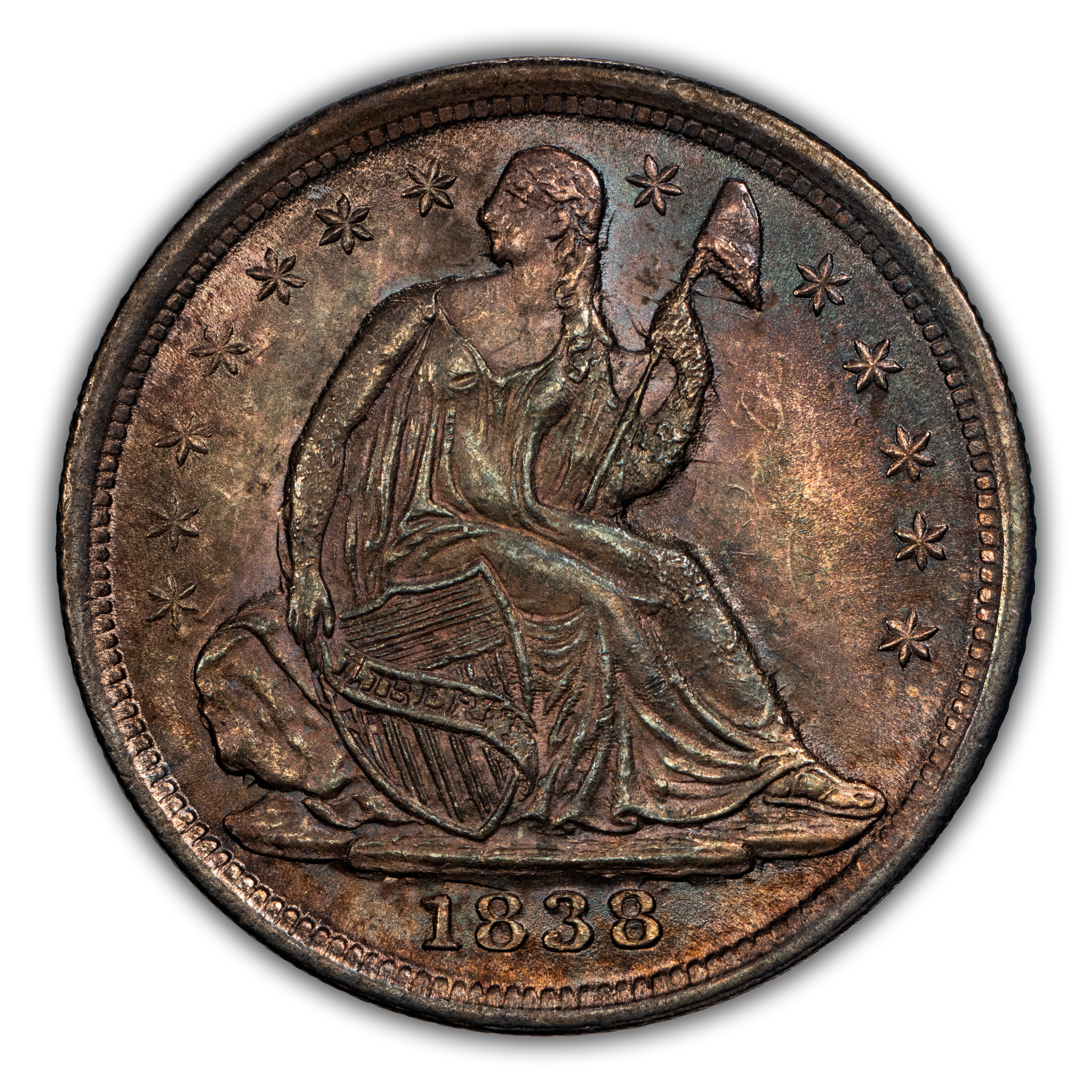 1838 H10c No Drapery, Small Stars MS