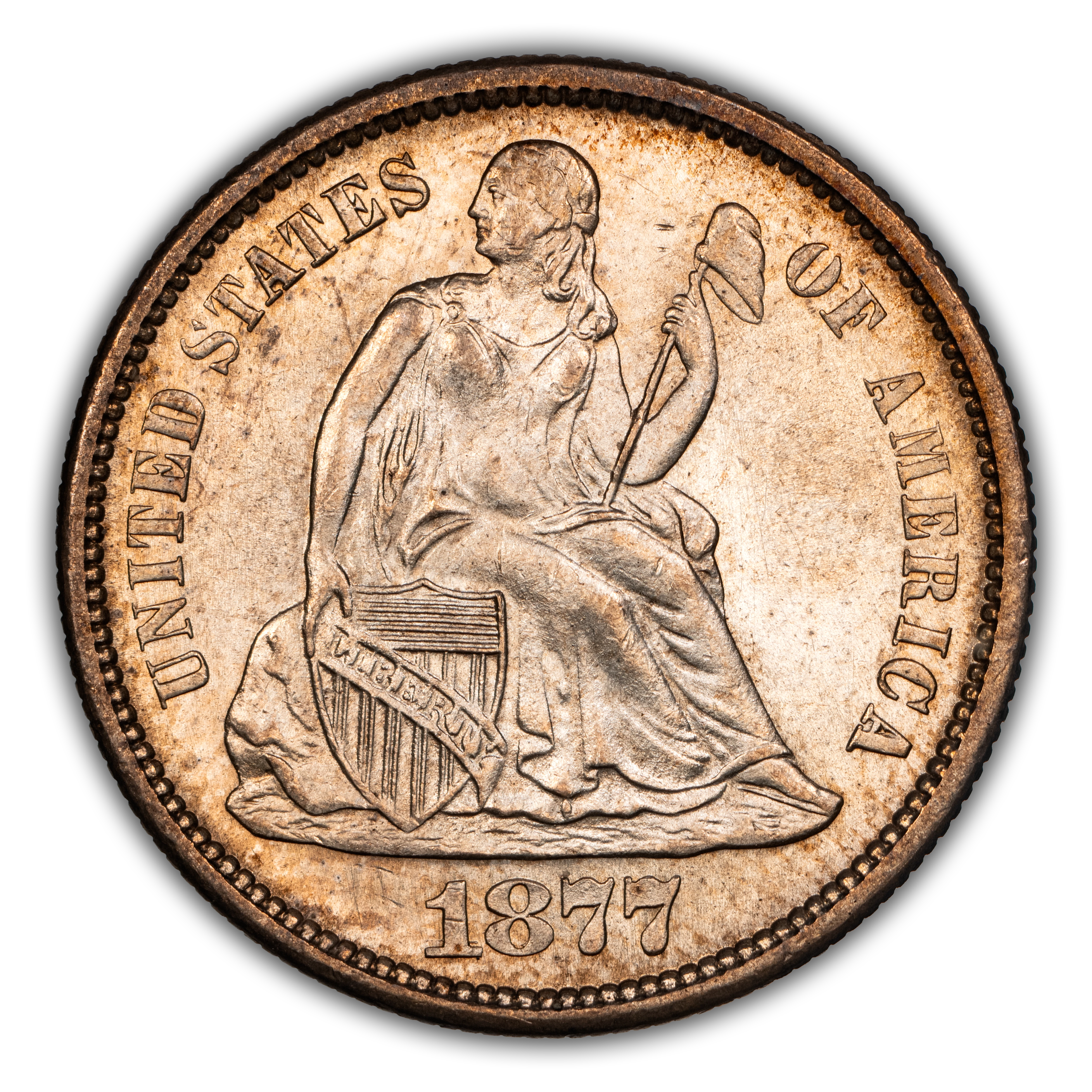 1877-S 10c Repunched Date, F-101 MS