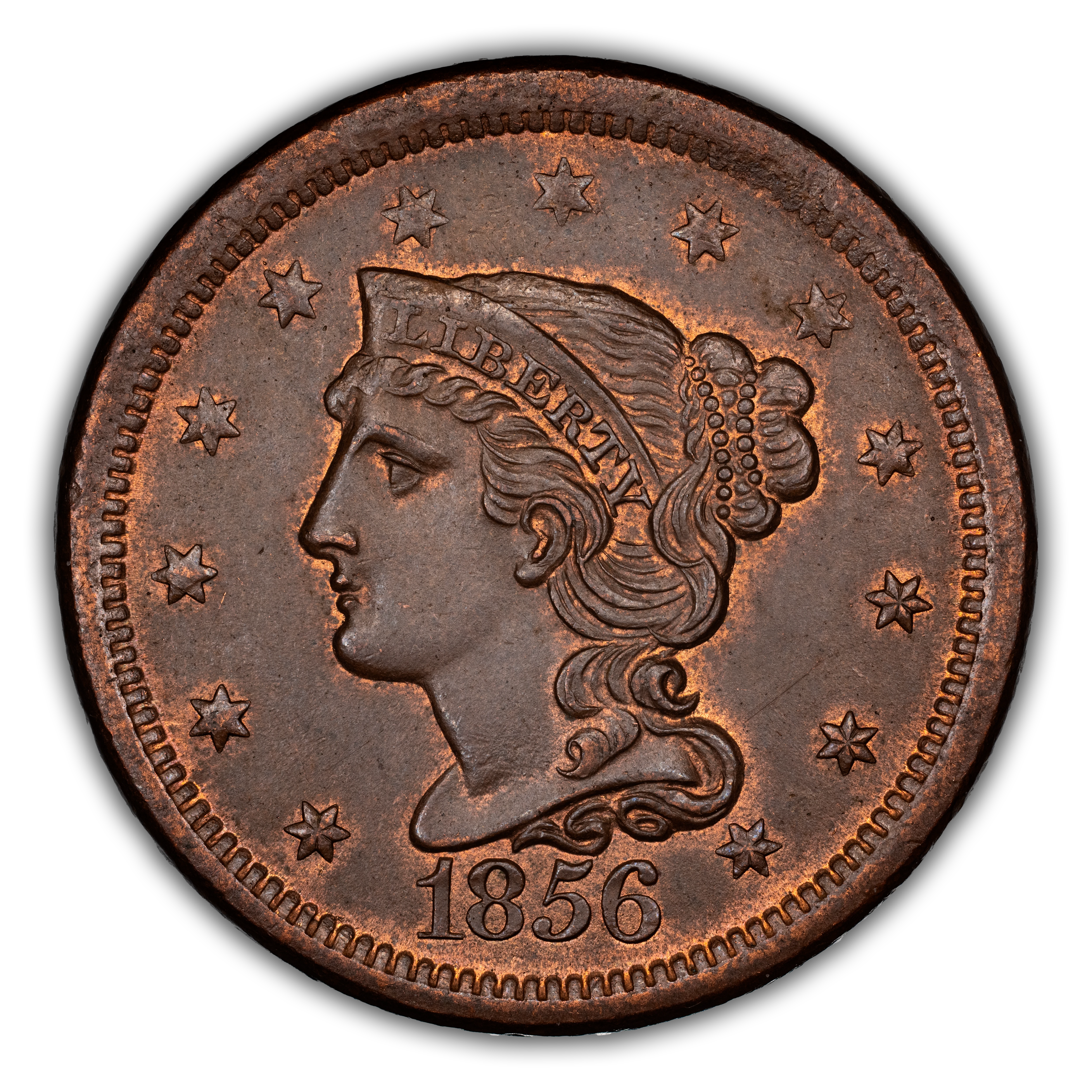 1856 1c Slanted 5, N-14 MS BN