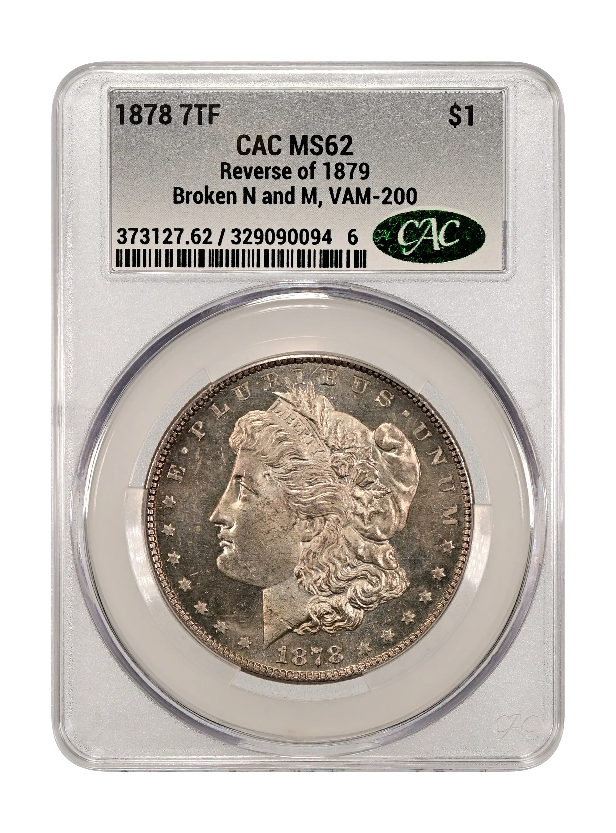 1878 7TF $1 Reverse of 1879, Missing Serifs on N and M, VAM-200 MS