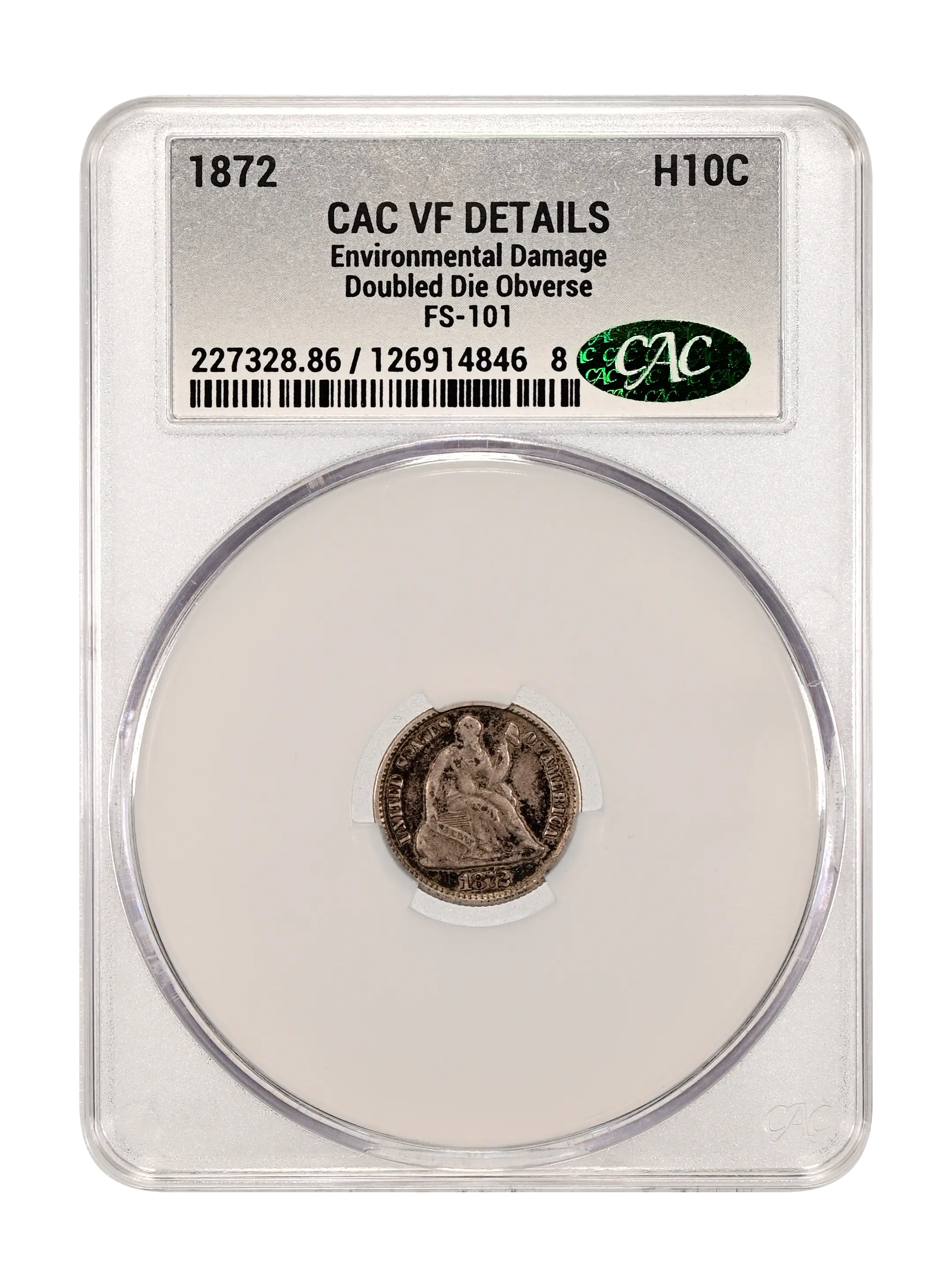 1872 H10c Doubled Die Obverse, FS-101 MS