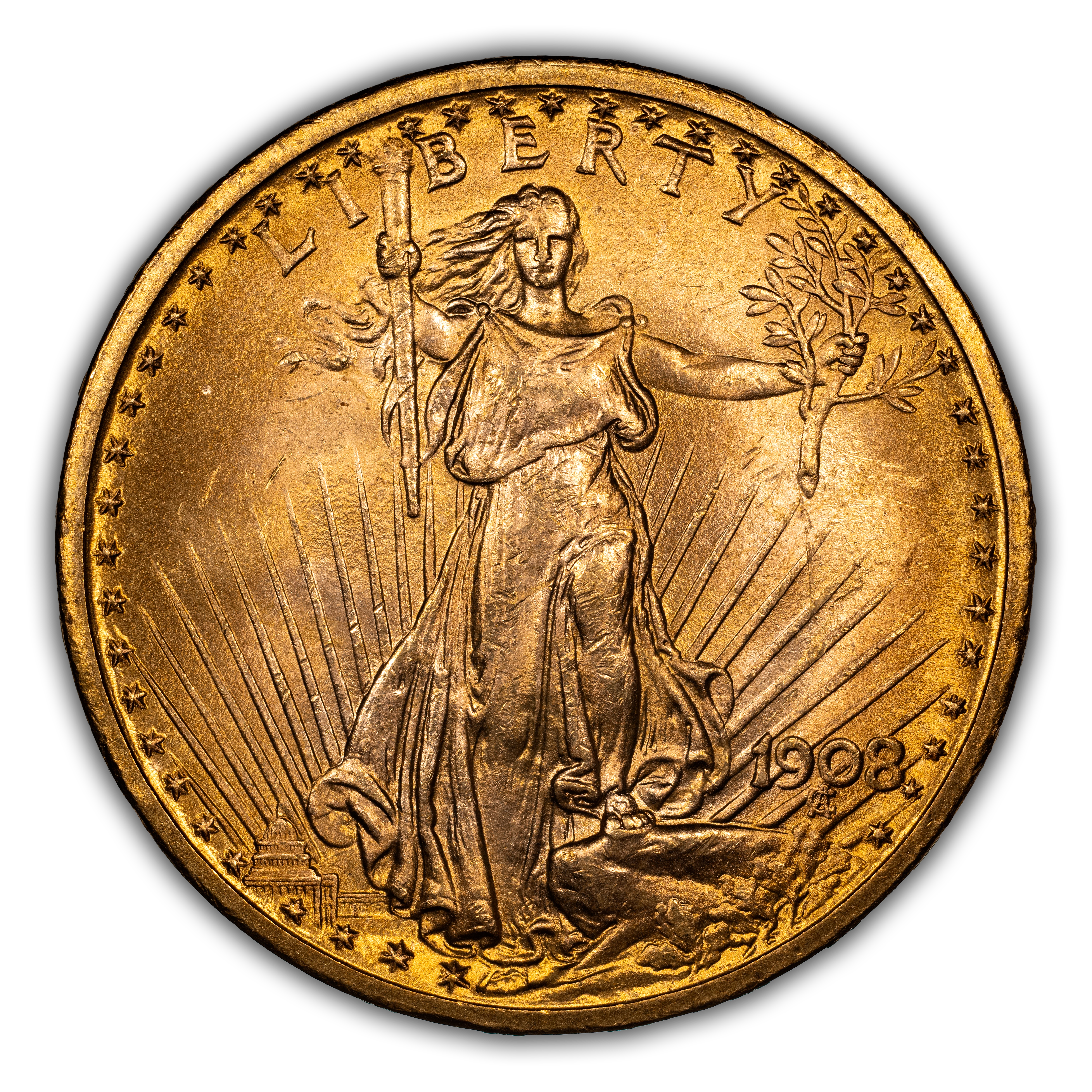 1908 $20 No Motto MS