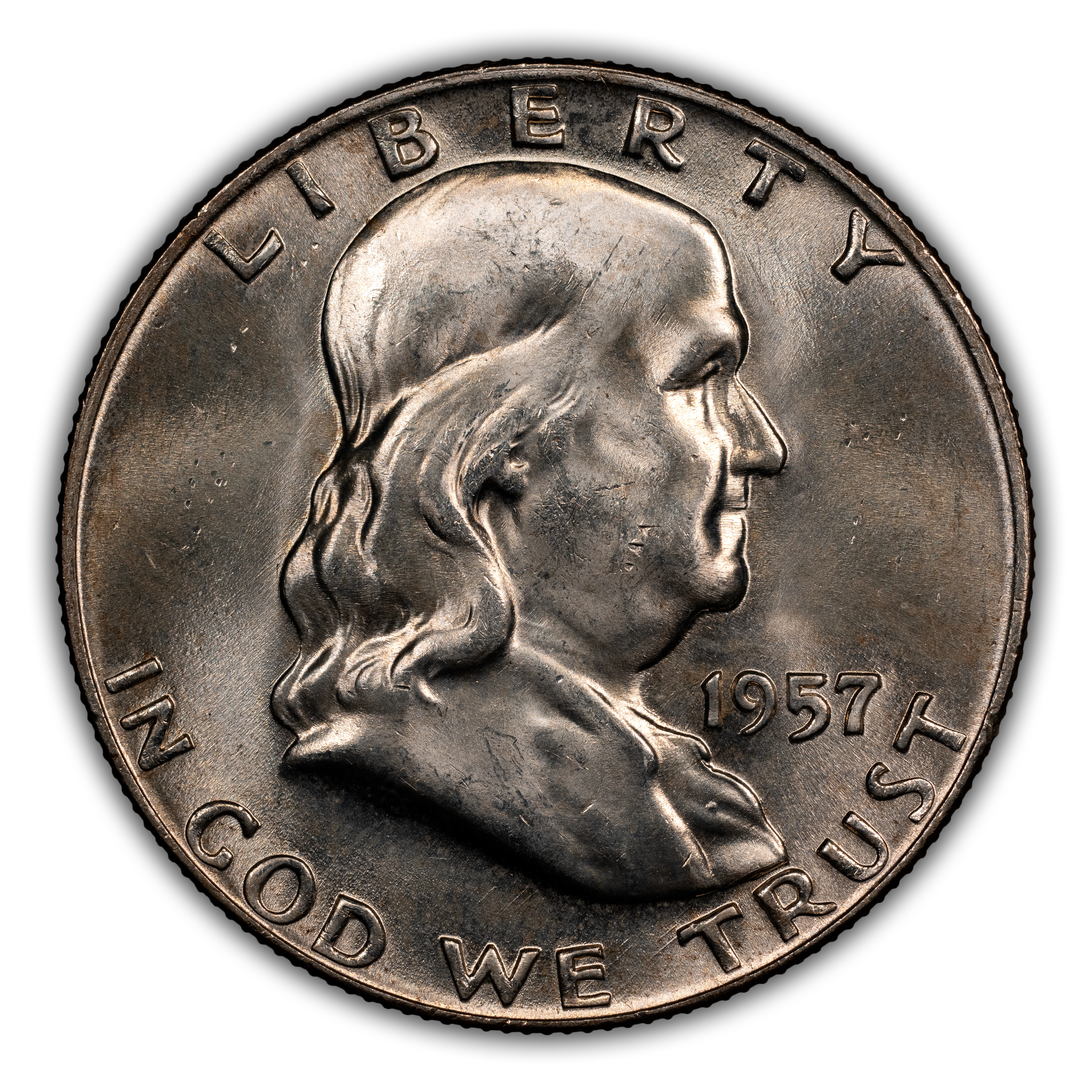 1957-D/D 50c Clashed Die, RPM, FS-402 MS FBL