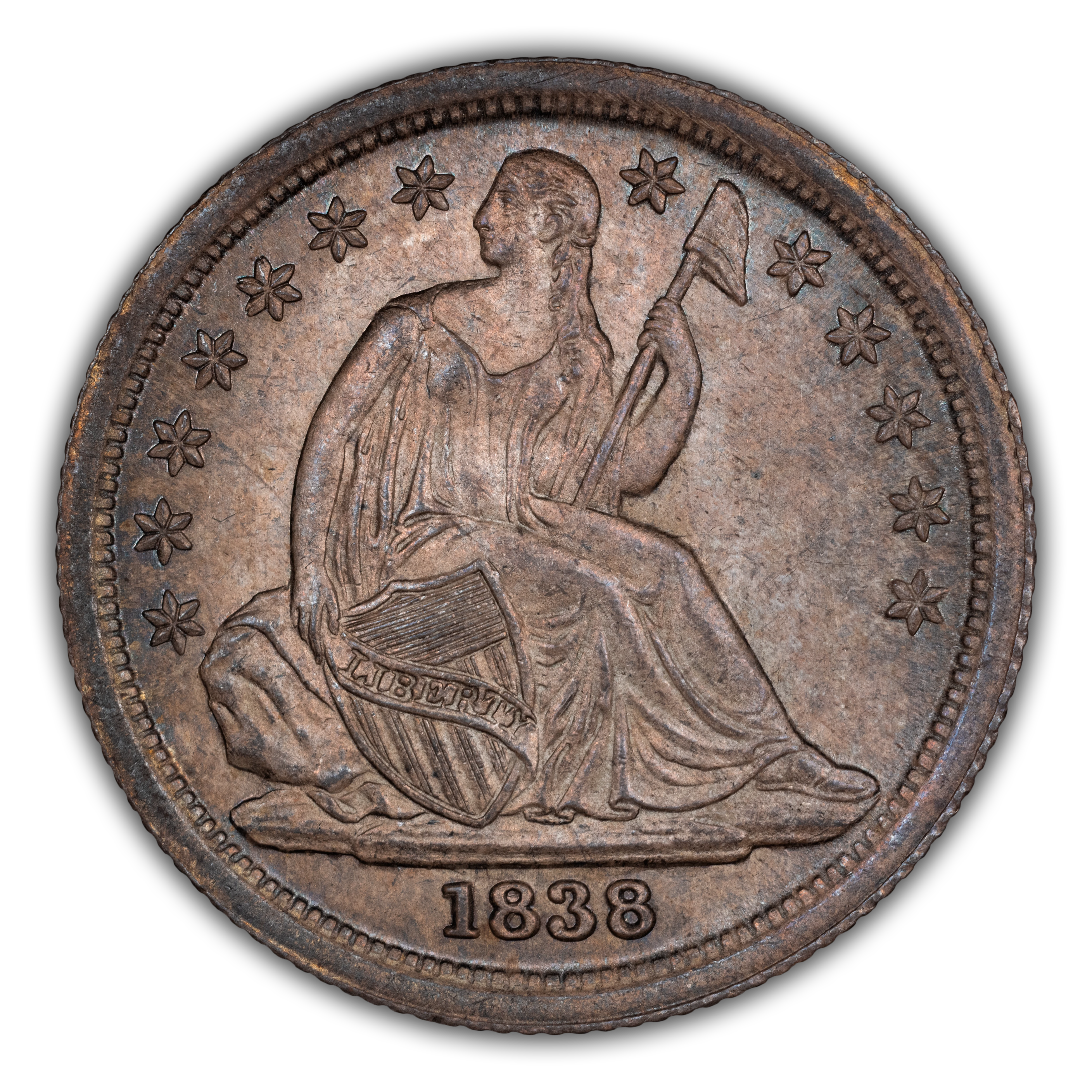 1838 10c Partial Drapery MS