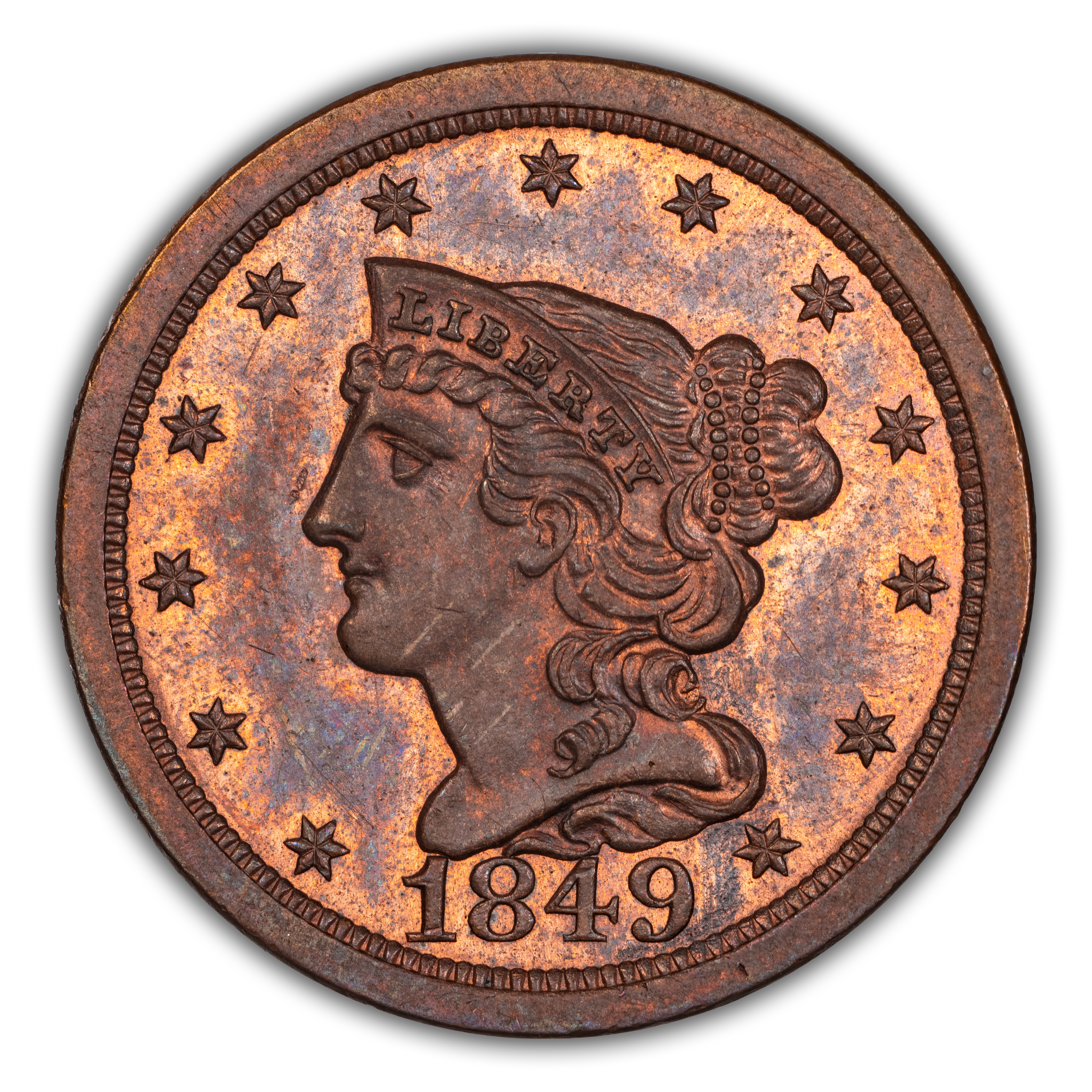 1849 1/2c Original, Large Date PR RB