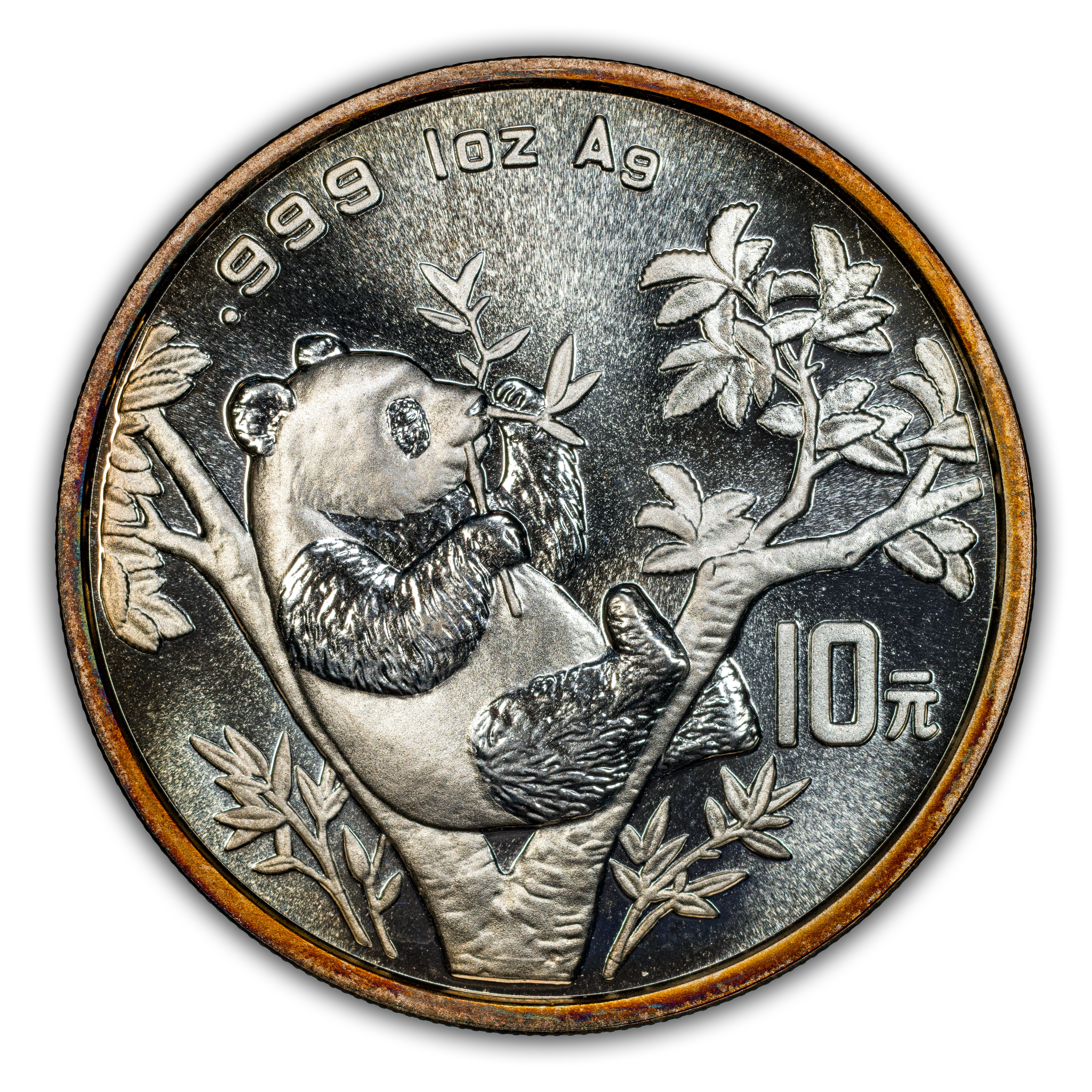 1995 S10Y Panda, 1oz Silver, Large Date MS