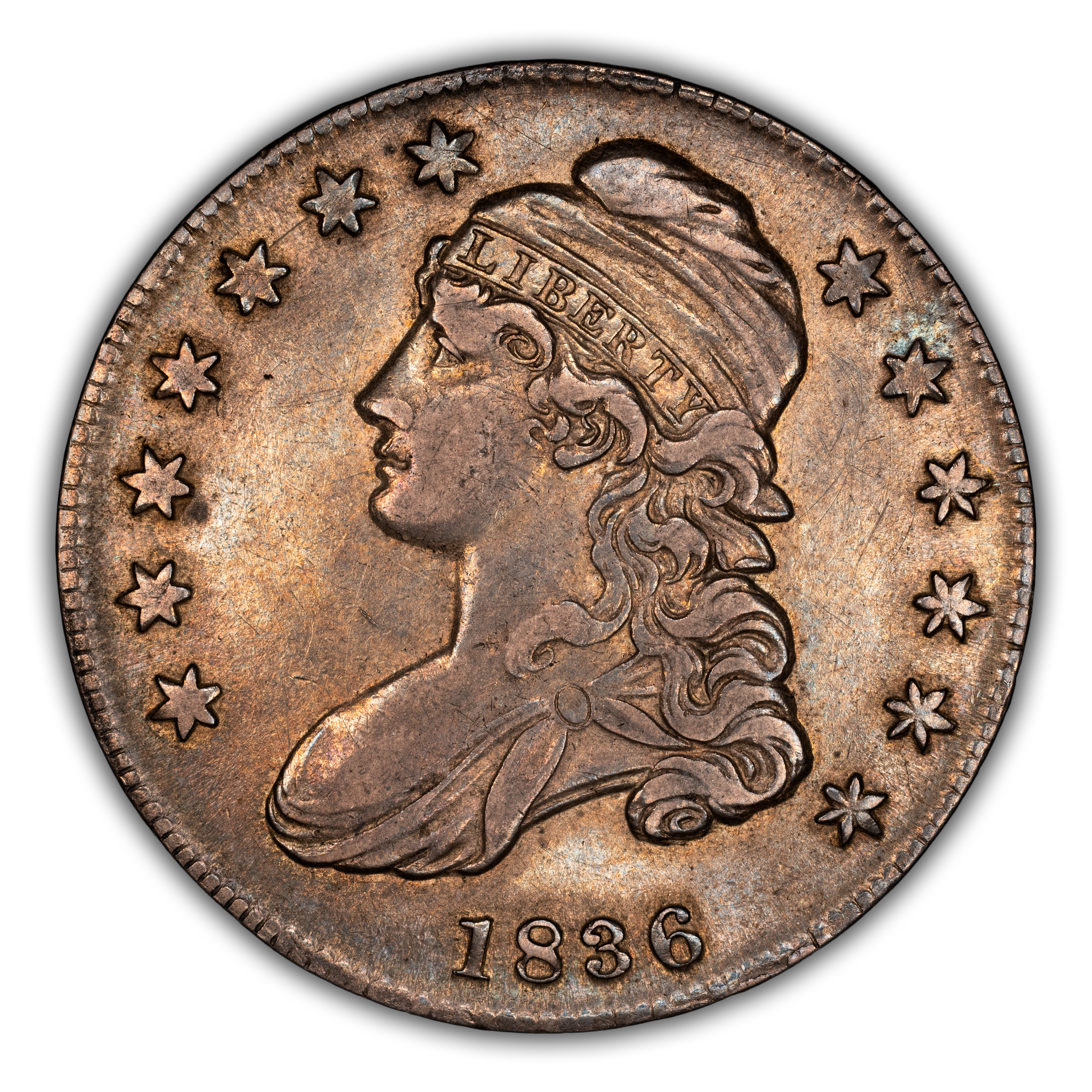 1836 50c Lettered Edge, Beaded Reverse, O-106a MS