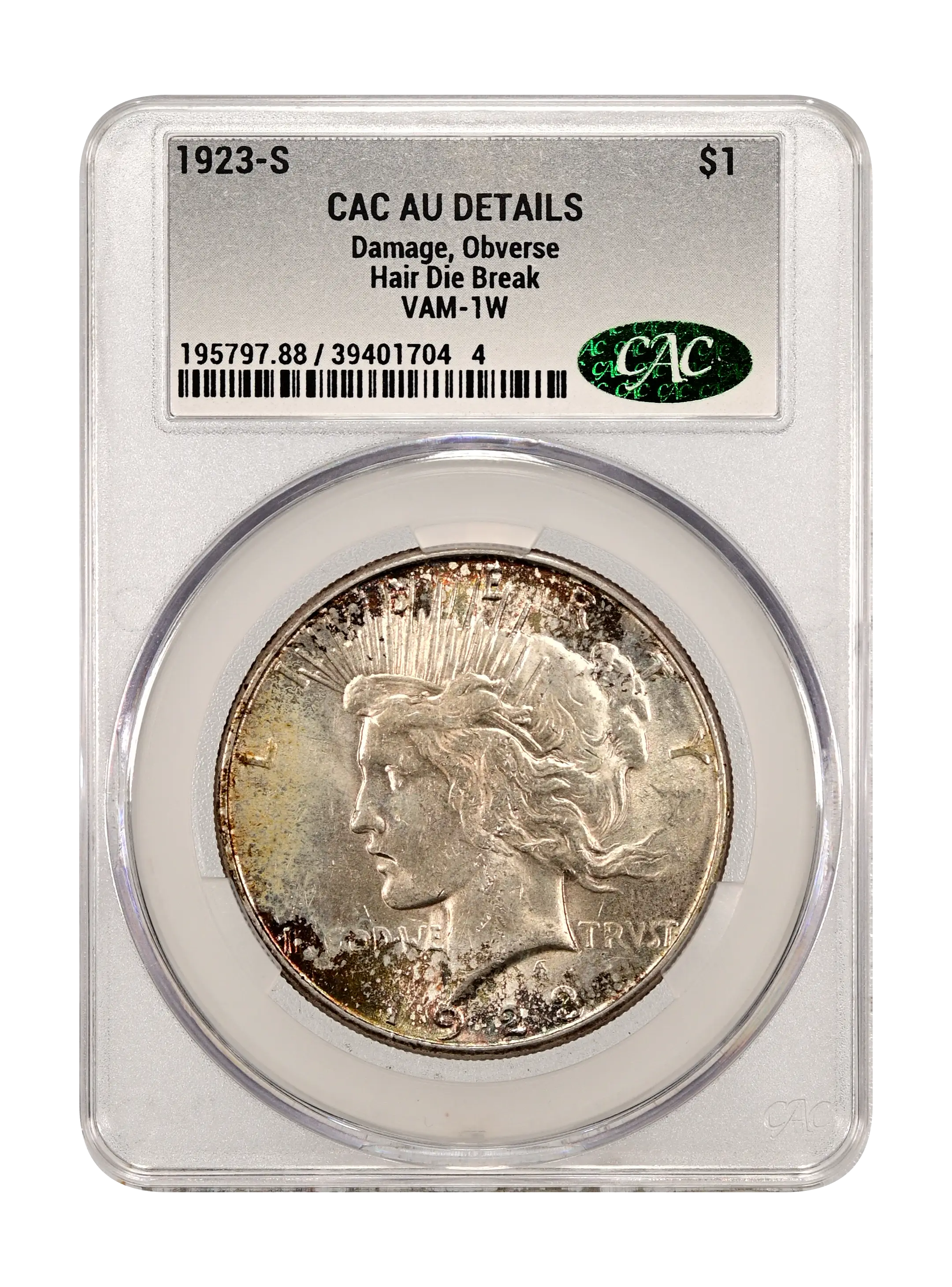 1923-S $1 Hair Die Break, VAM-1W MS