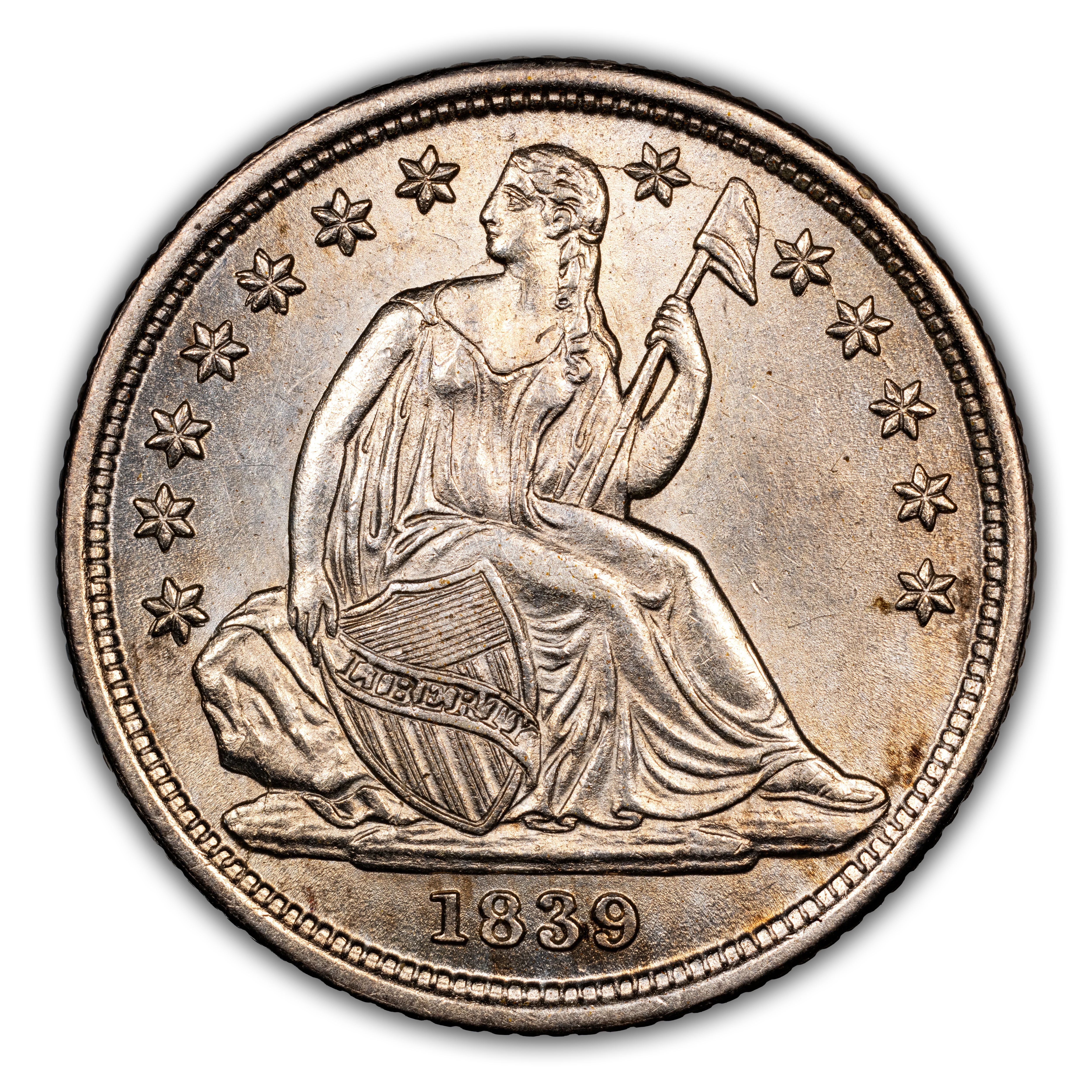 1839-O 10c No Drapery, Cobweb Shattered Reverse, F-106A MS