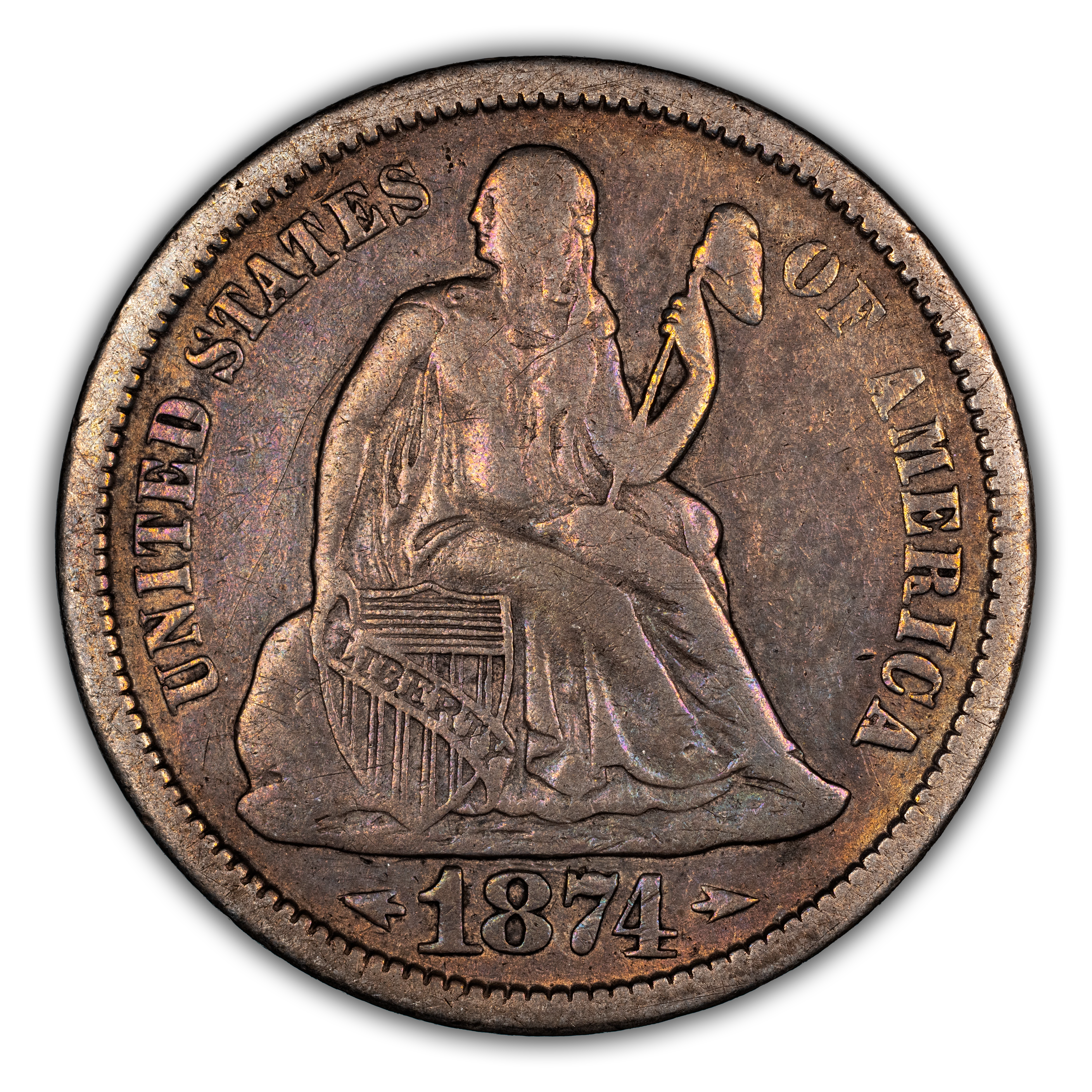 1874-S 10c Arrows MS