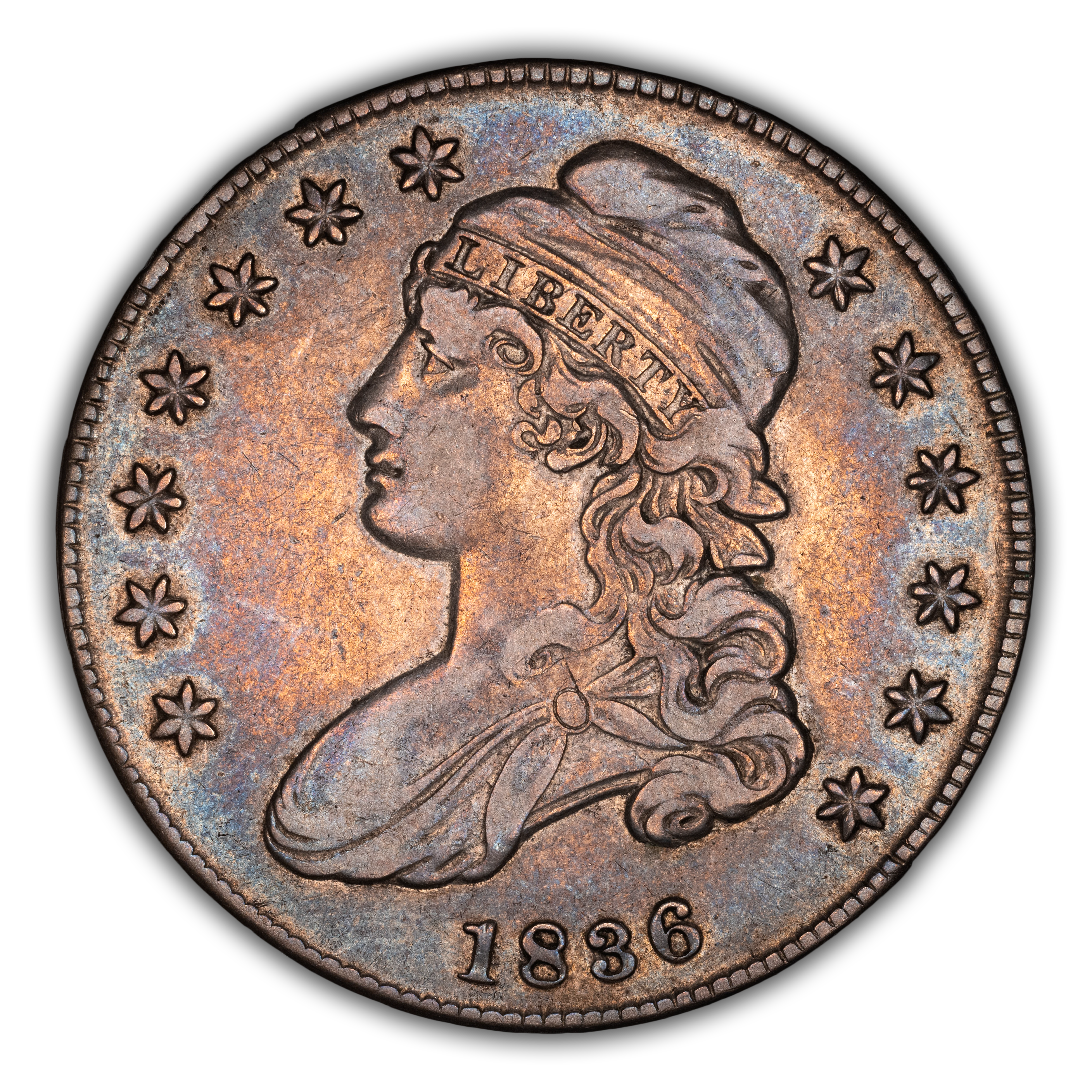 1836 50c Lettered Edge, Bar Dot, O-122 MS