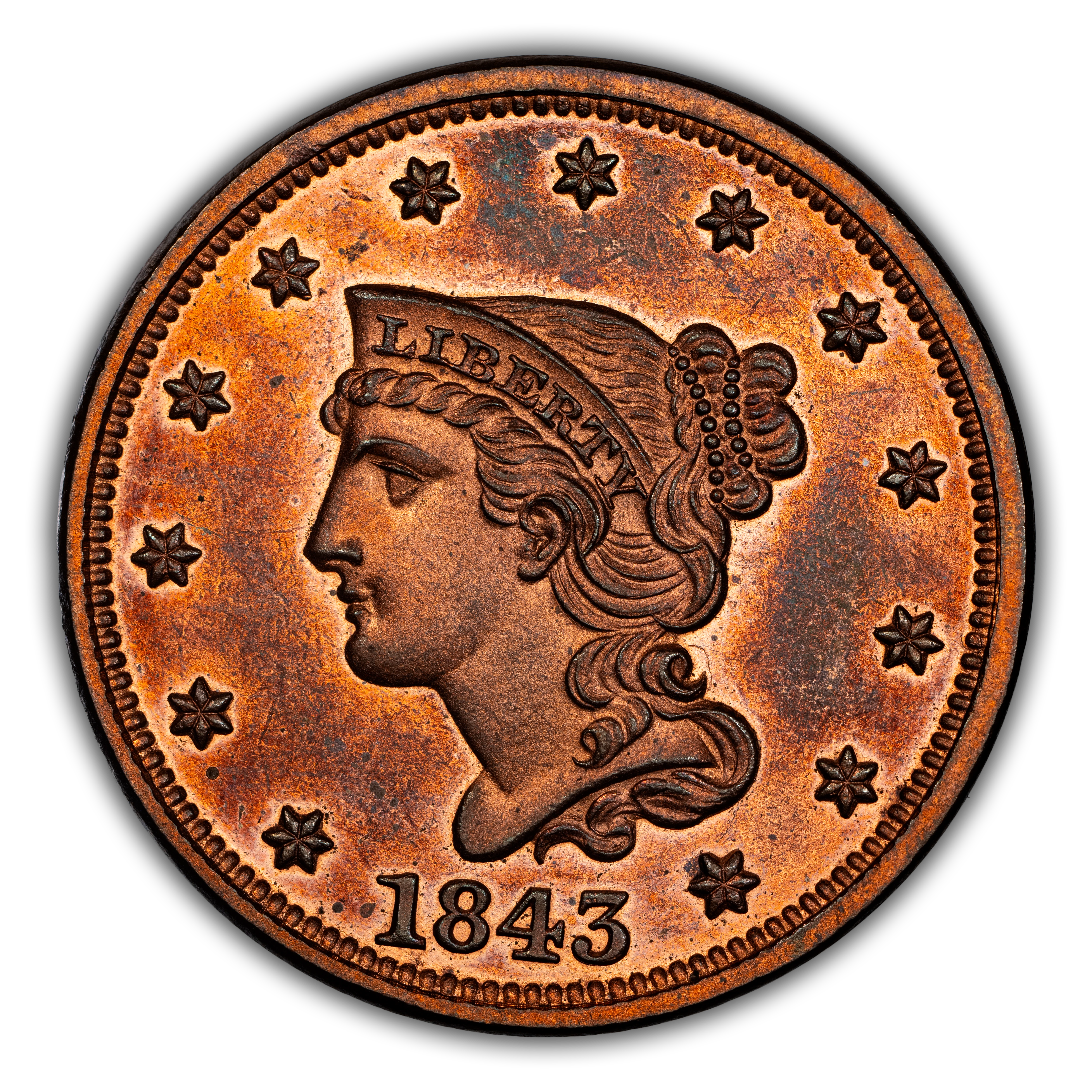 1843 1c Petite Head, Small Letters, N-14 PR RB