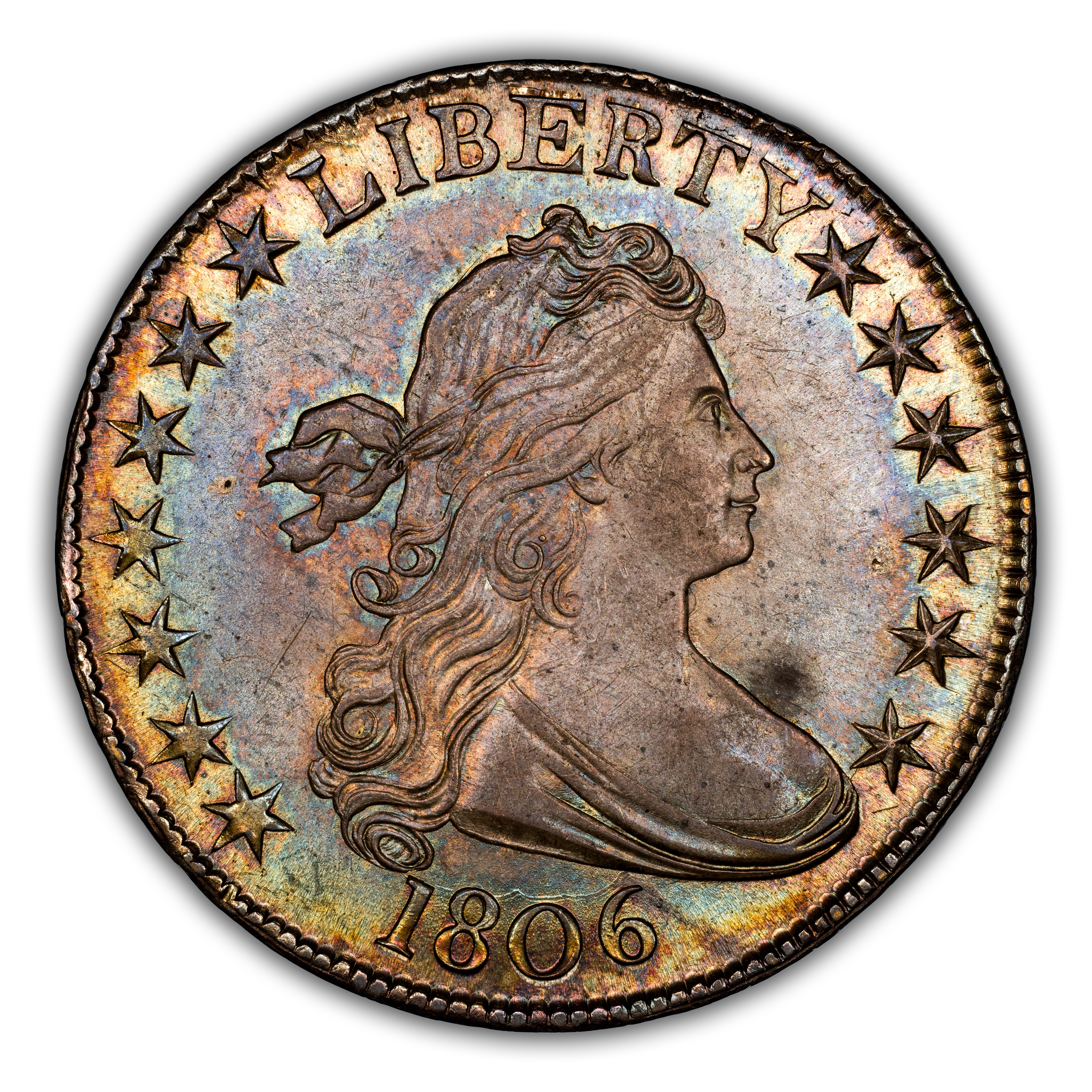 1806 50c Pointed 6, No Stem, O-109 MS