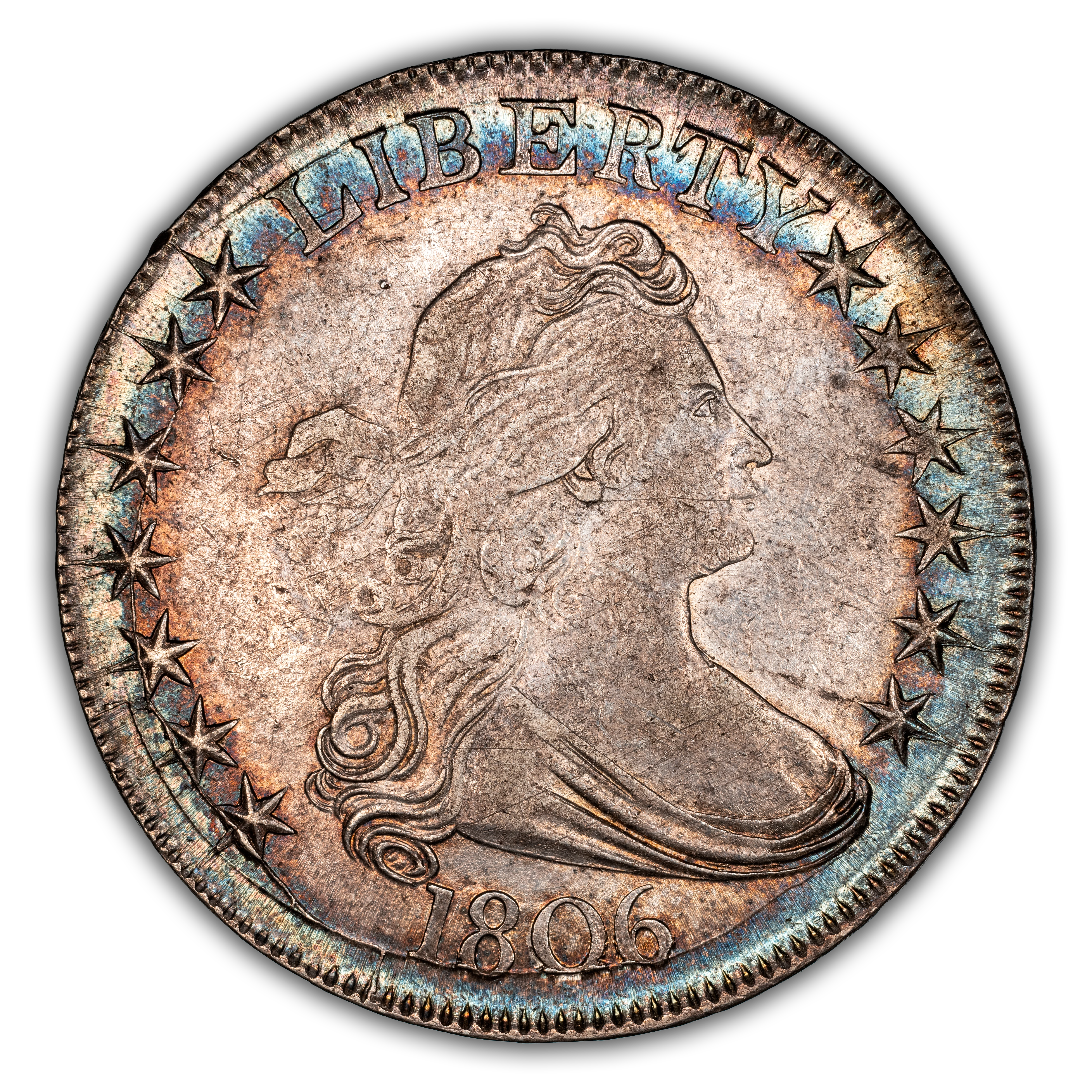 1806 50c Pointed 6, Stem, O-116 MS