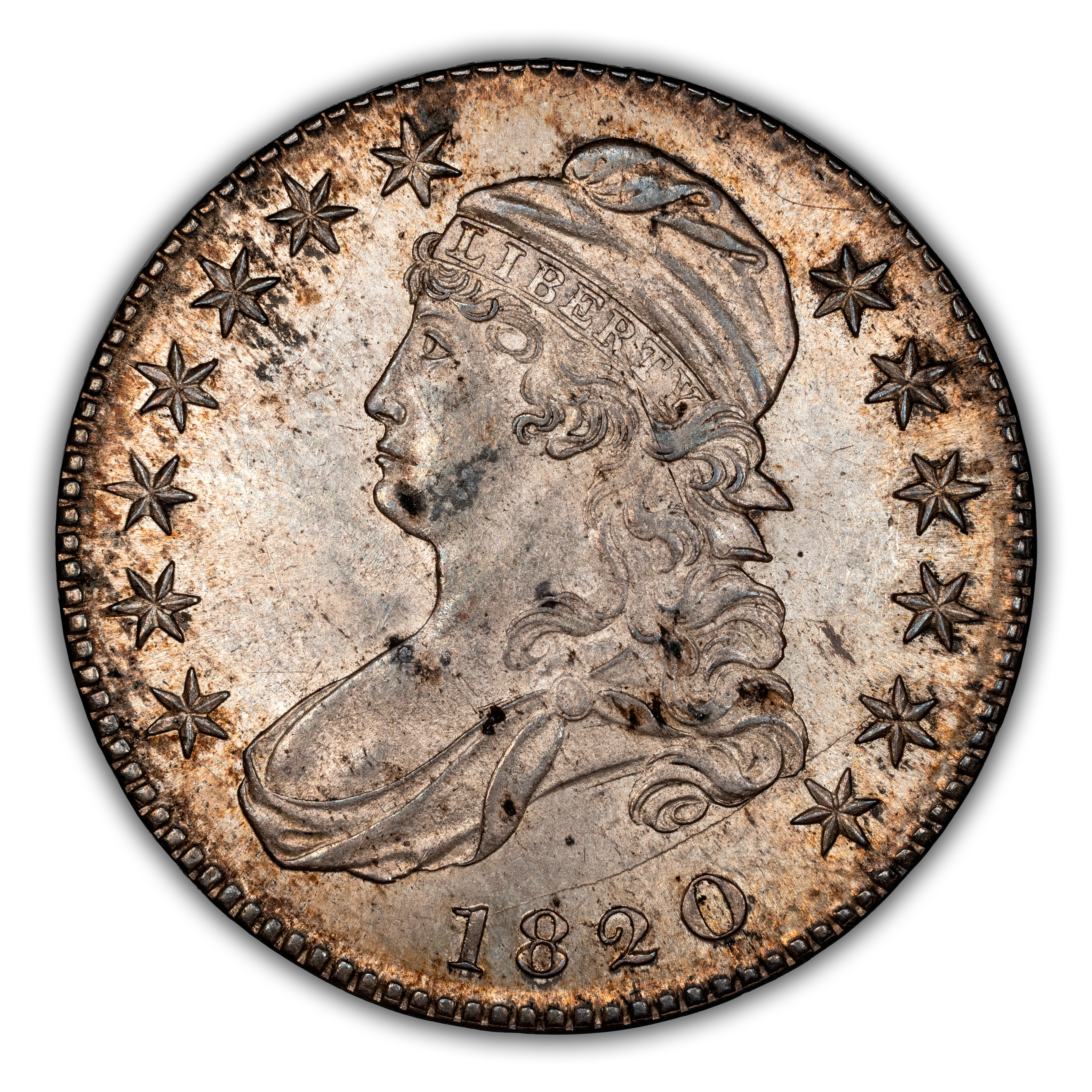 1820 50c Curl Base 2, Small Date MS