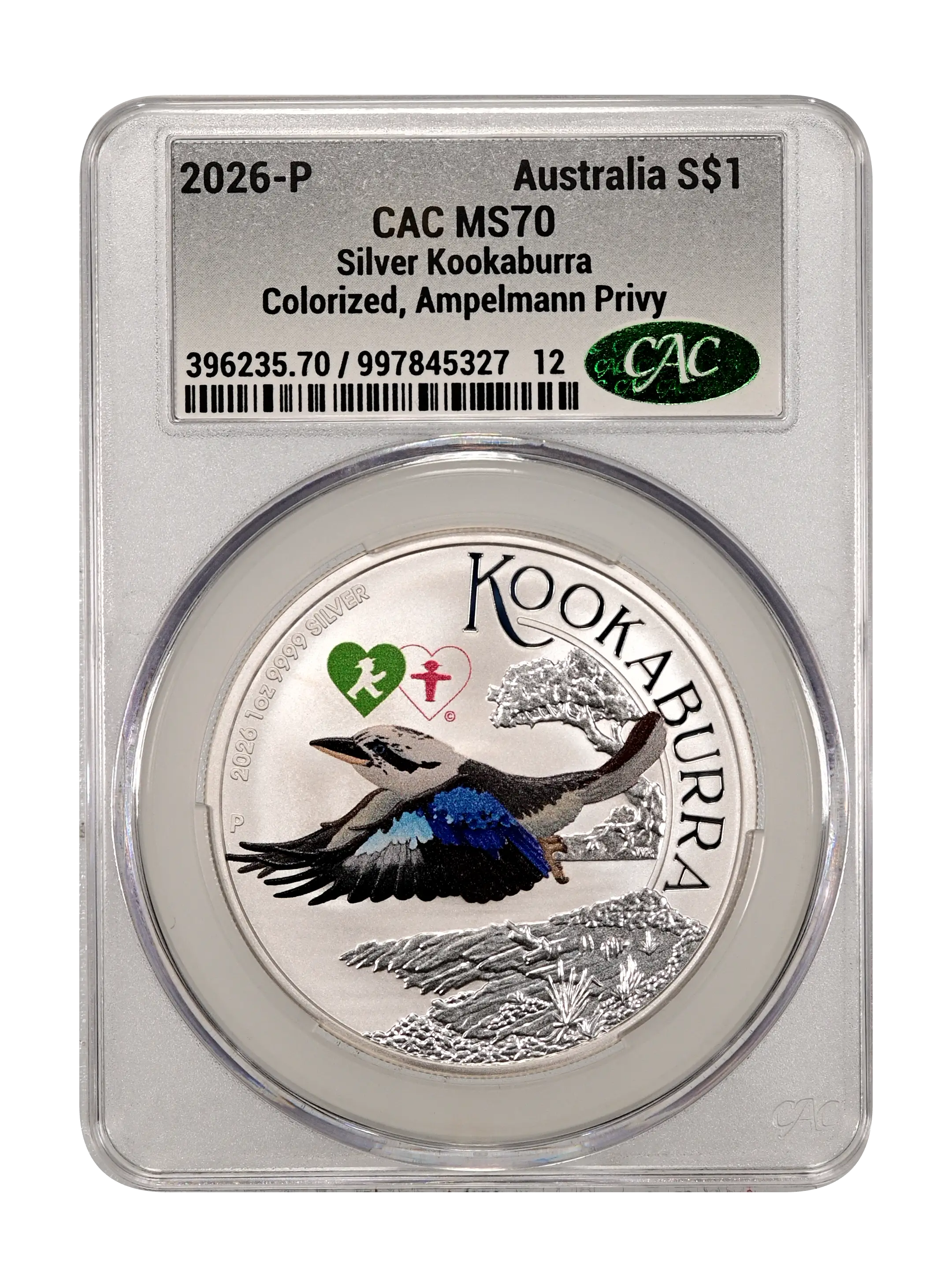 2026-P S$1 Kookaburra, 1oz Silver, Colorized, Berlin WMF MS