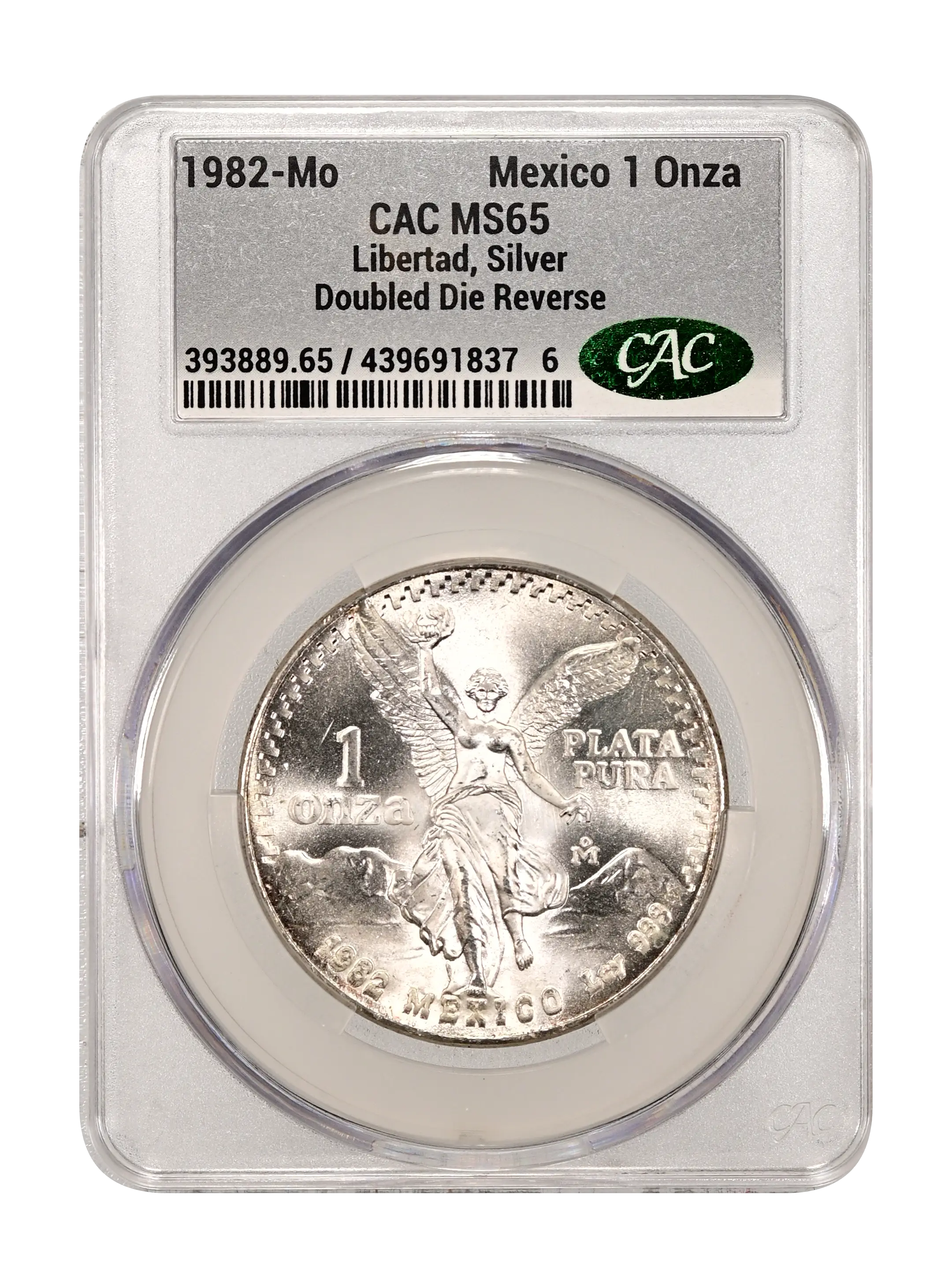 1982-Mo 1 Onza Libertad, Silver, Doubled Die Obverse MS