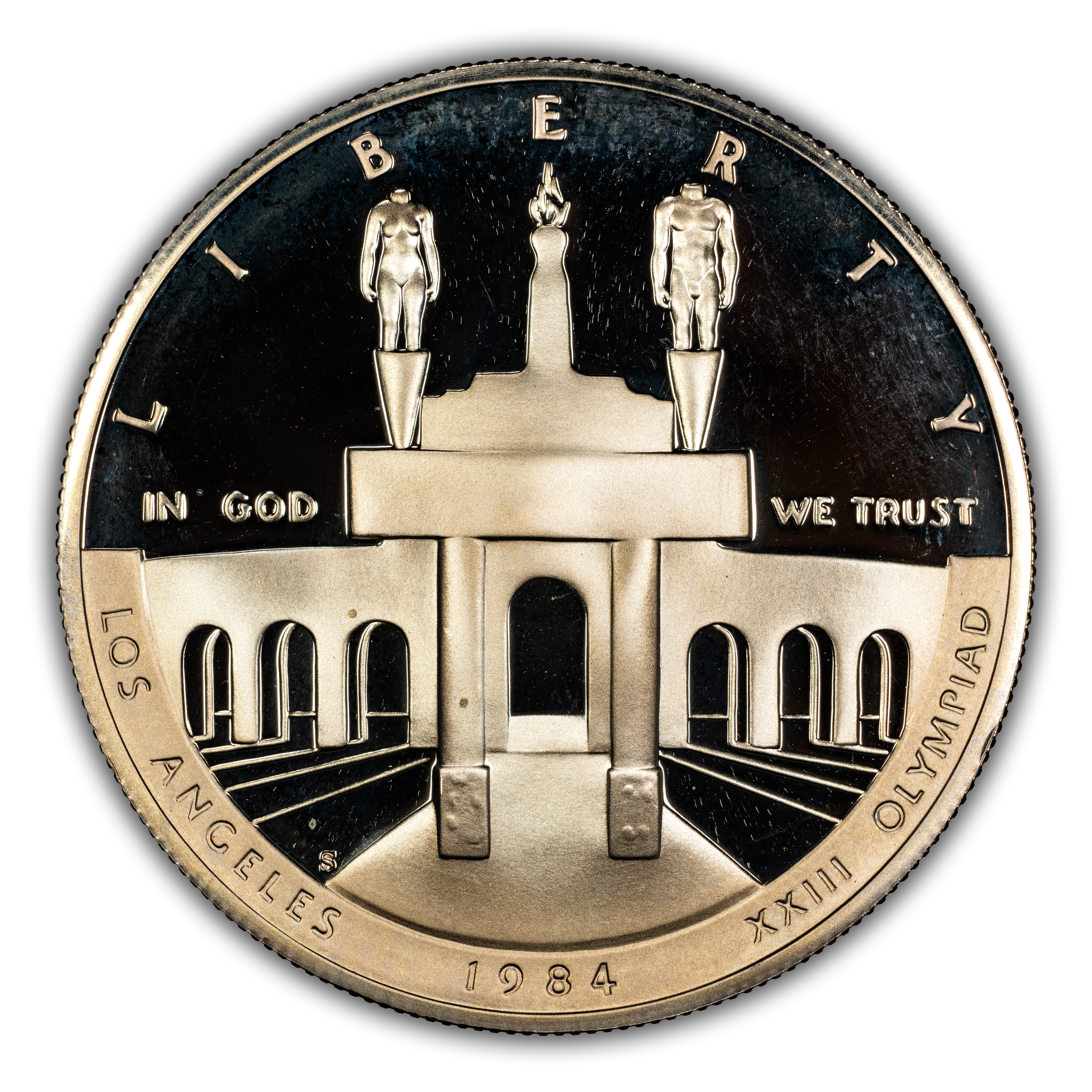 1984-S S$1 Los Angeles Olympiad Coliseum PR DCAM