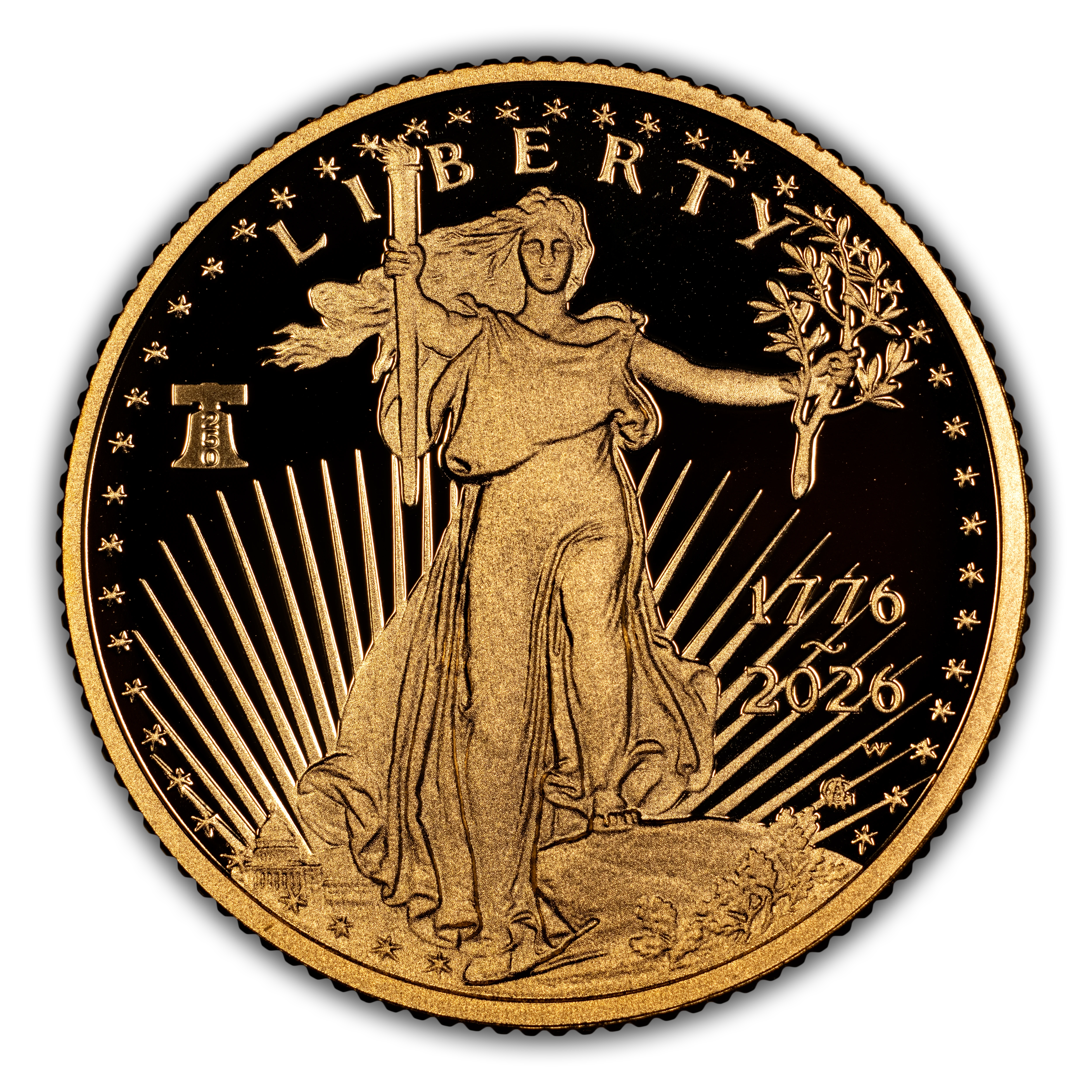 1776~2026-W $10 Gold Eagle, Liberty Bell Privy, 250th Anniversary PR DCAM