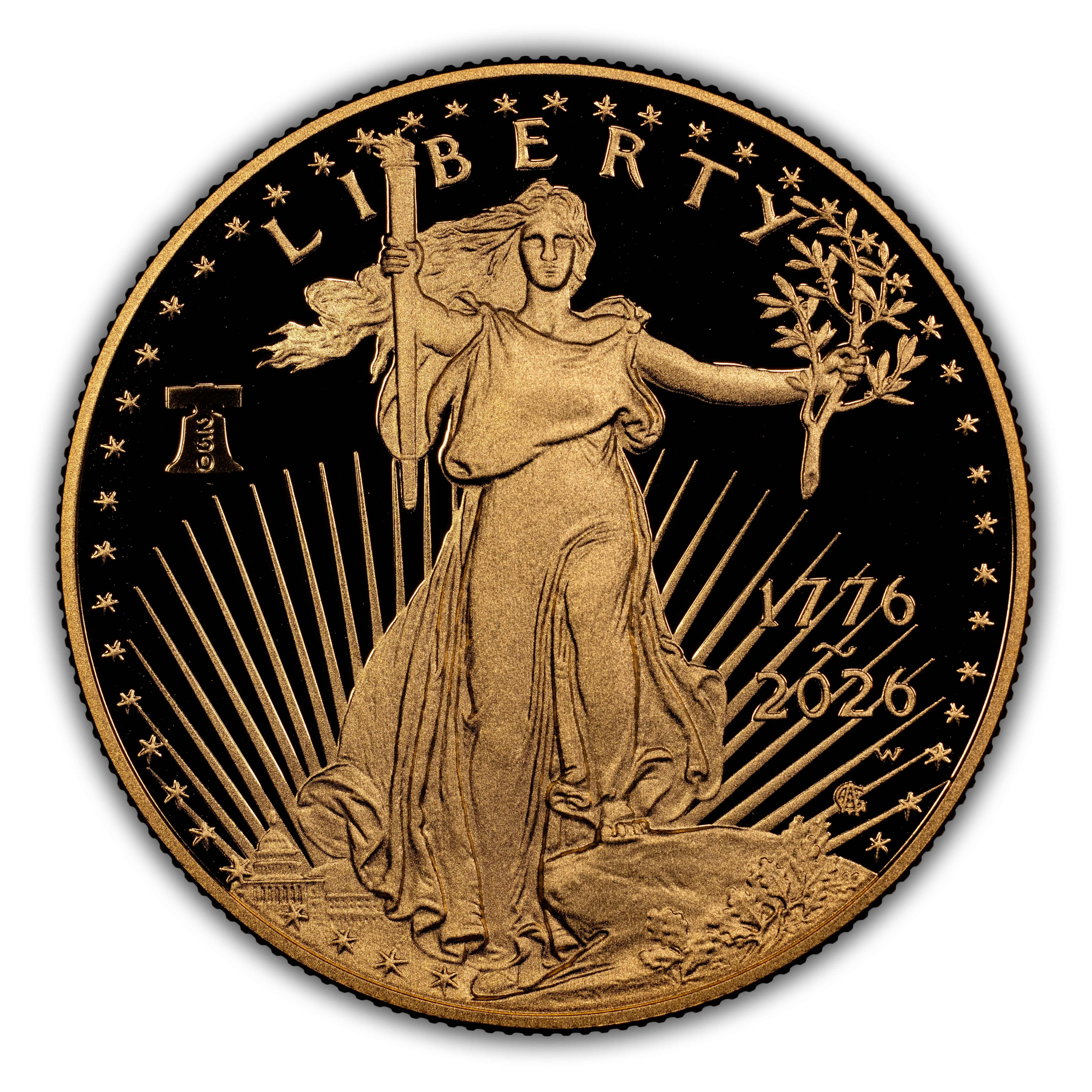 1776~2026-W G$50 Gold Eagle, Liberty Bell Privy, 250th Anniversary PR DCAM