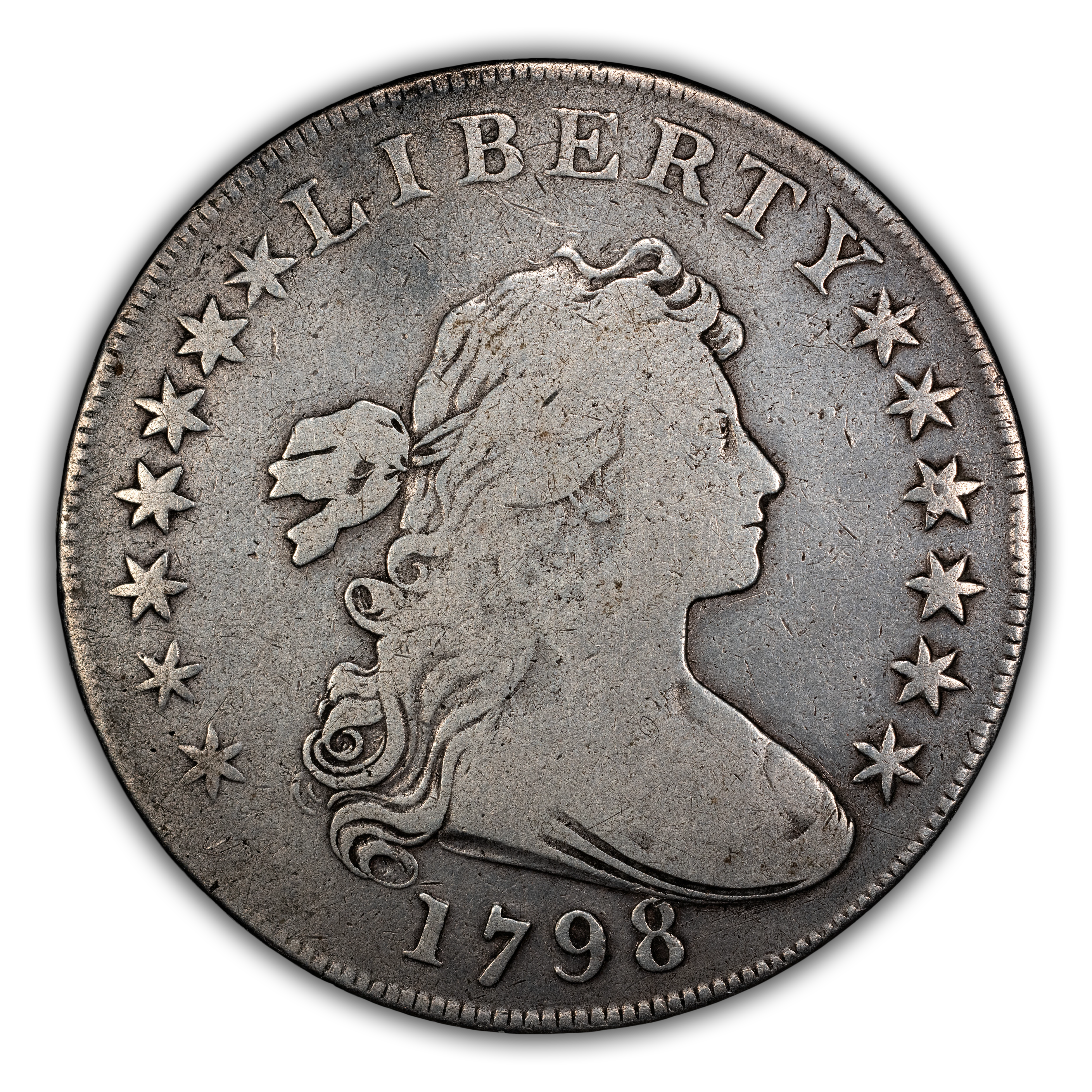 1798 $1 Large Eagle, Pointed 9, Wide Date, B-23, BB-105 MS