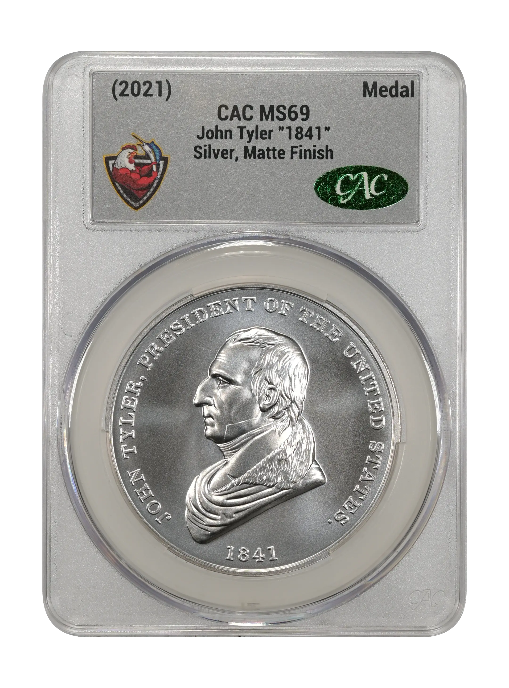 (2021) Medal John Tyler "1841", Silver, Matte Finish MS