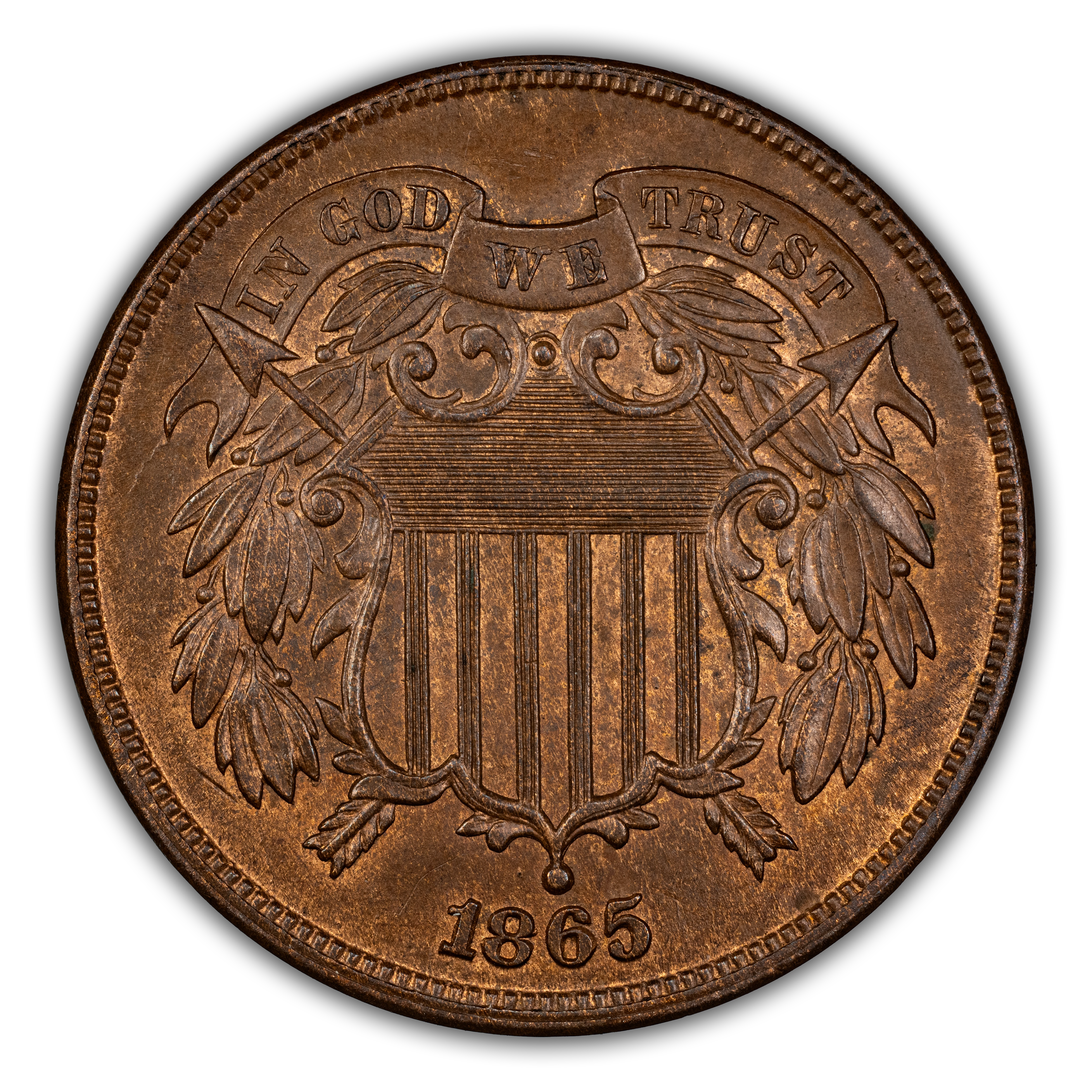 1865 2c Plain 5 MS BN