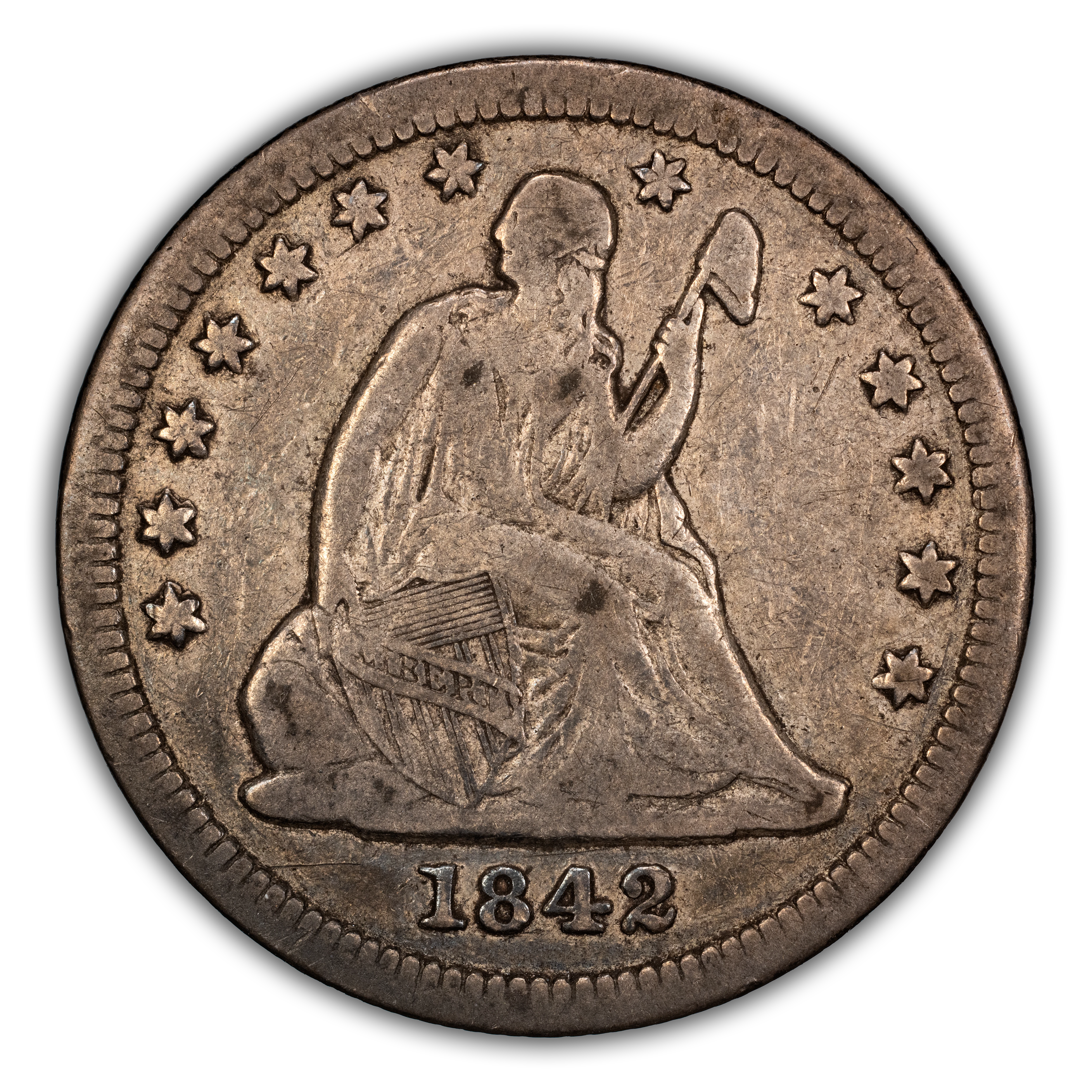 1842-O 25c Small Date MS