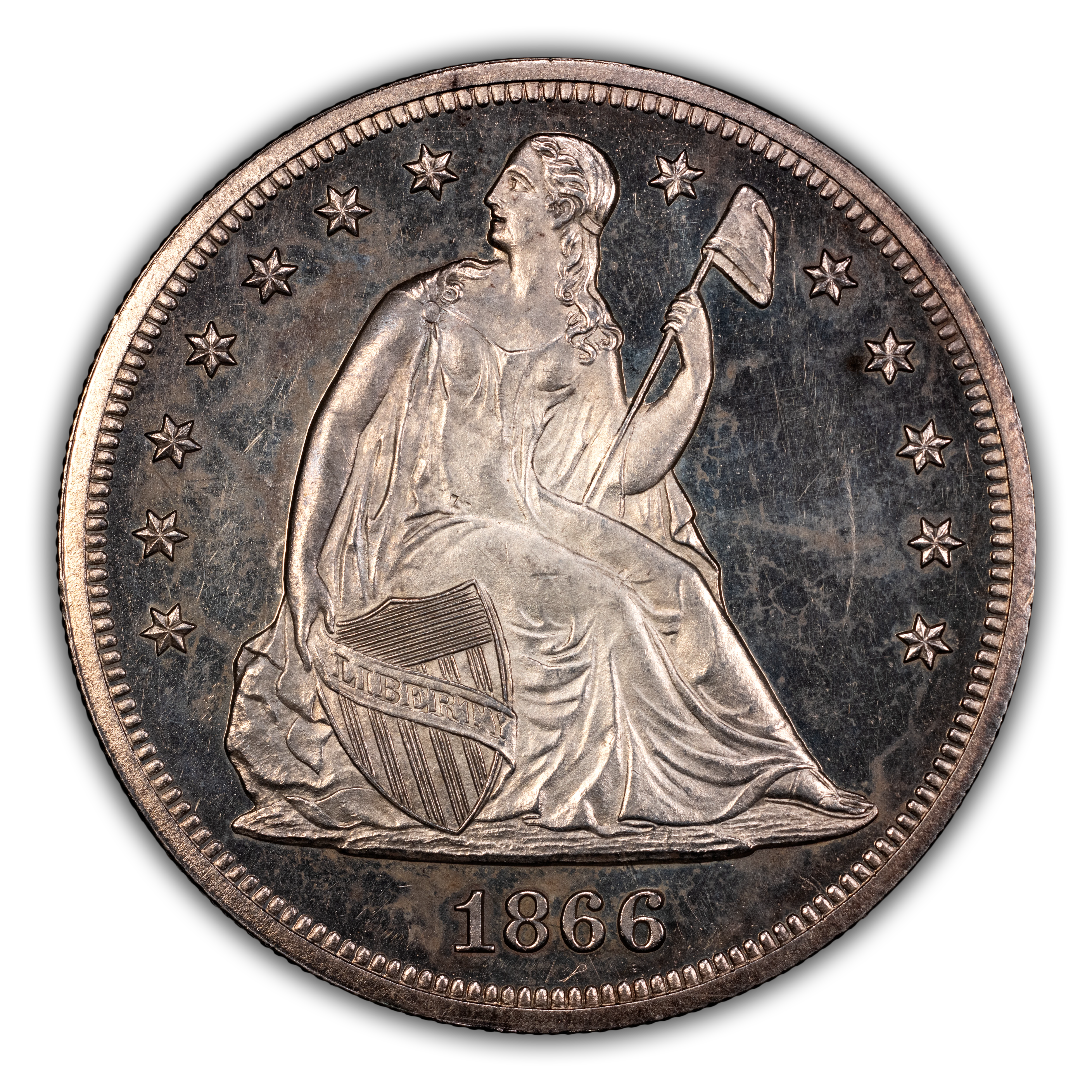 1866 $1 Motto PR CAM