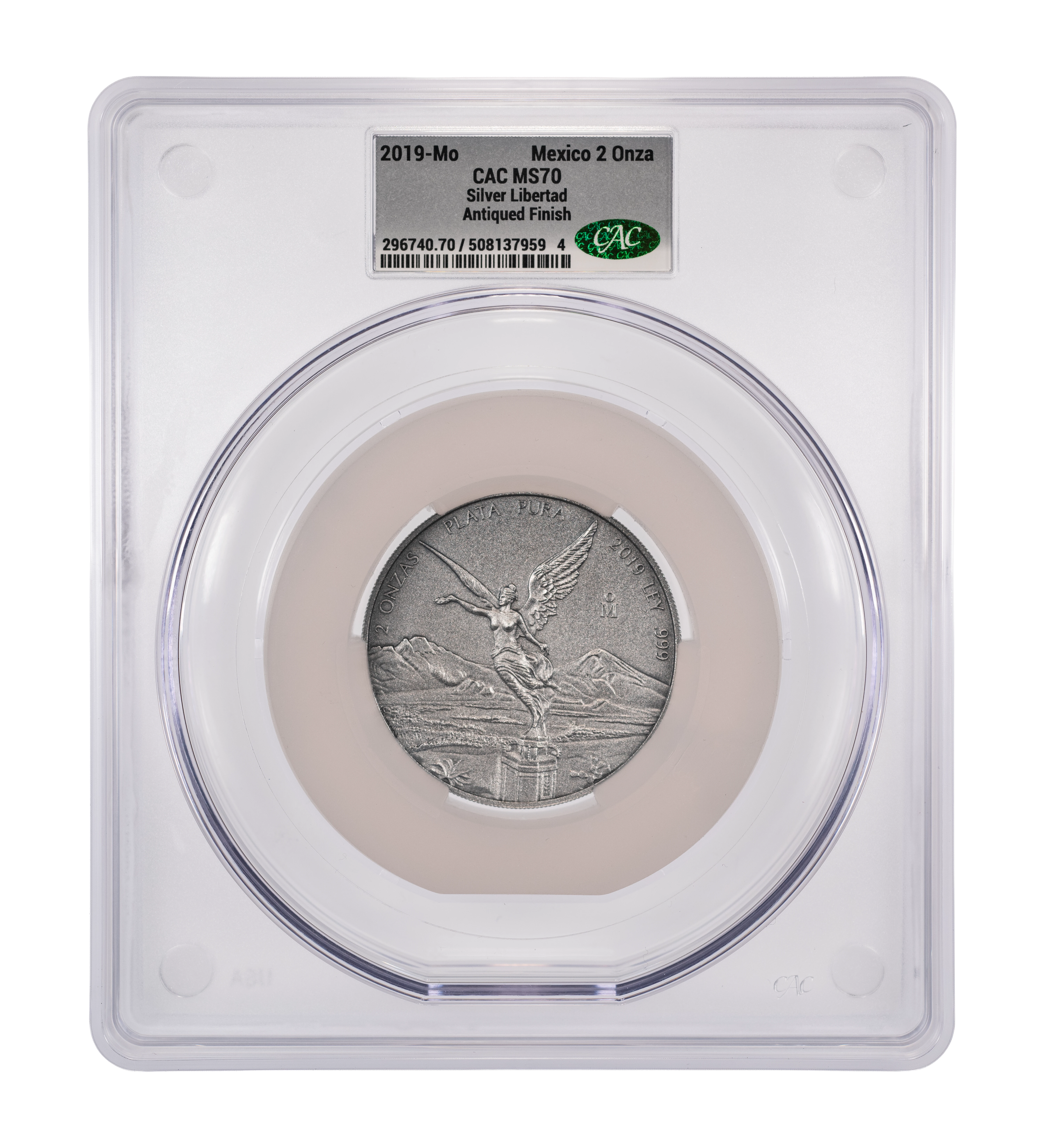 2019-Mo 2 Onza Libertad, Silver, Antiqued Finish MS