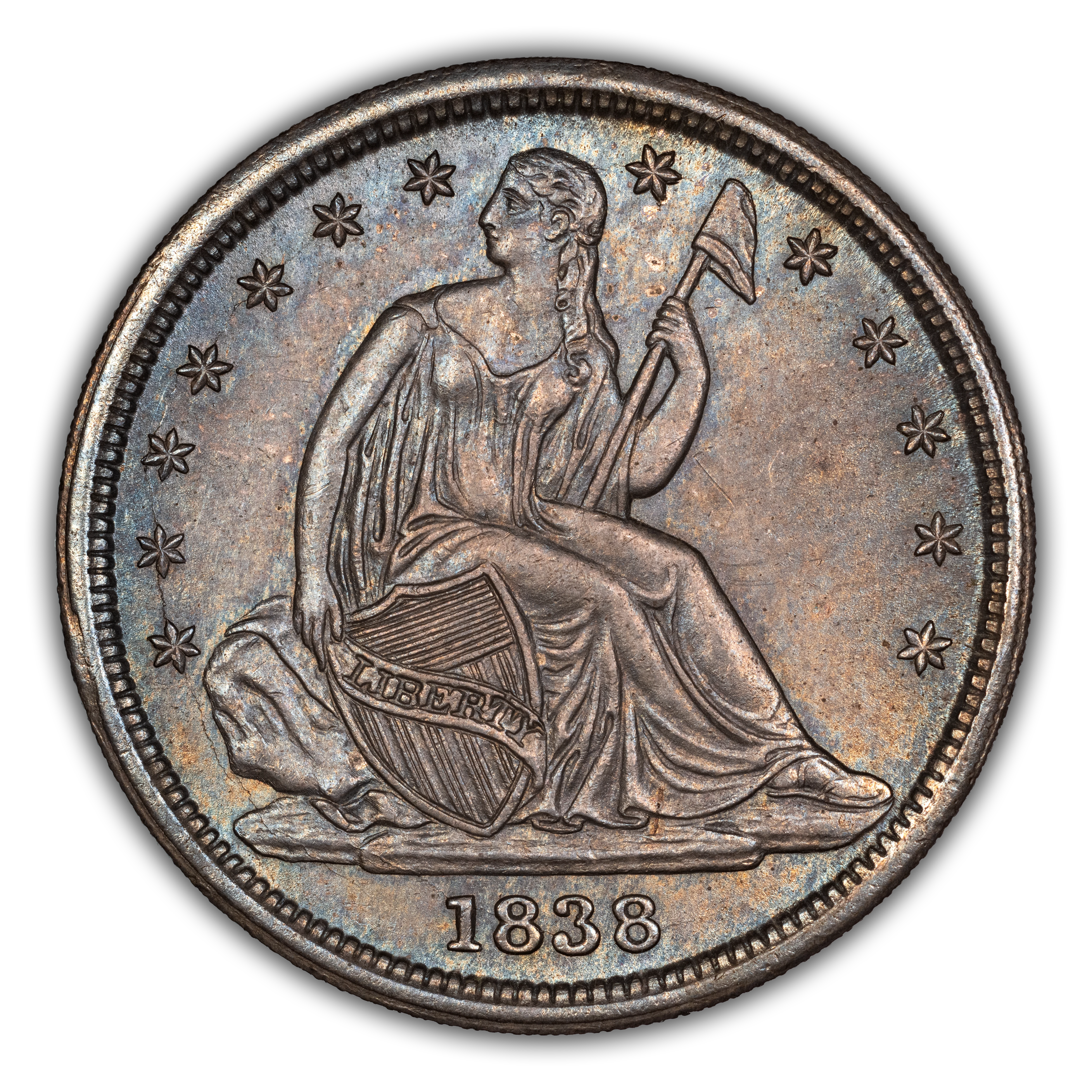 1838 10c No Drapery, Small Stars MS