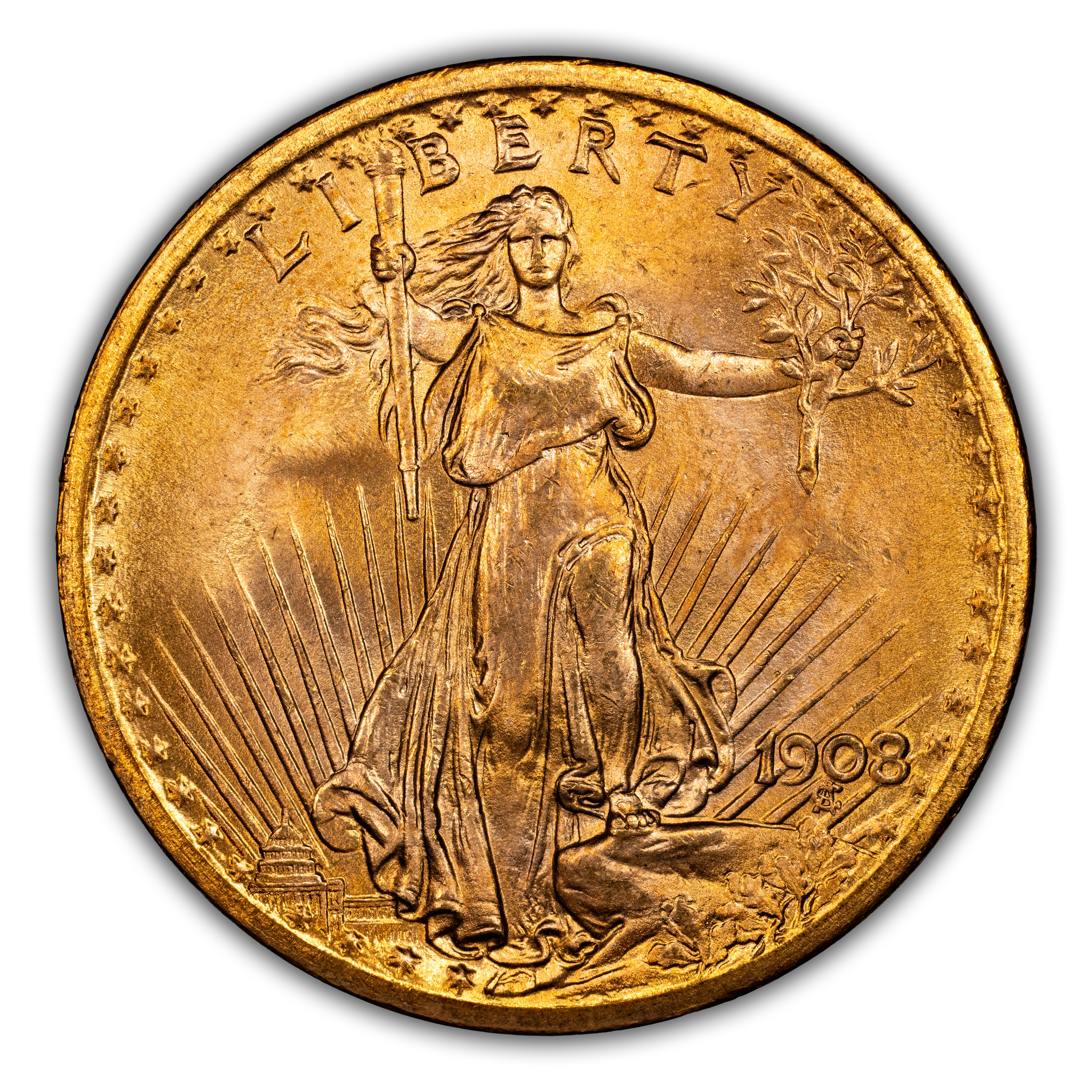1908 $20 No Motto MS