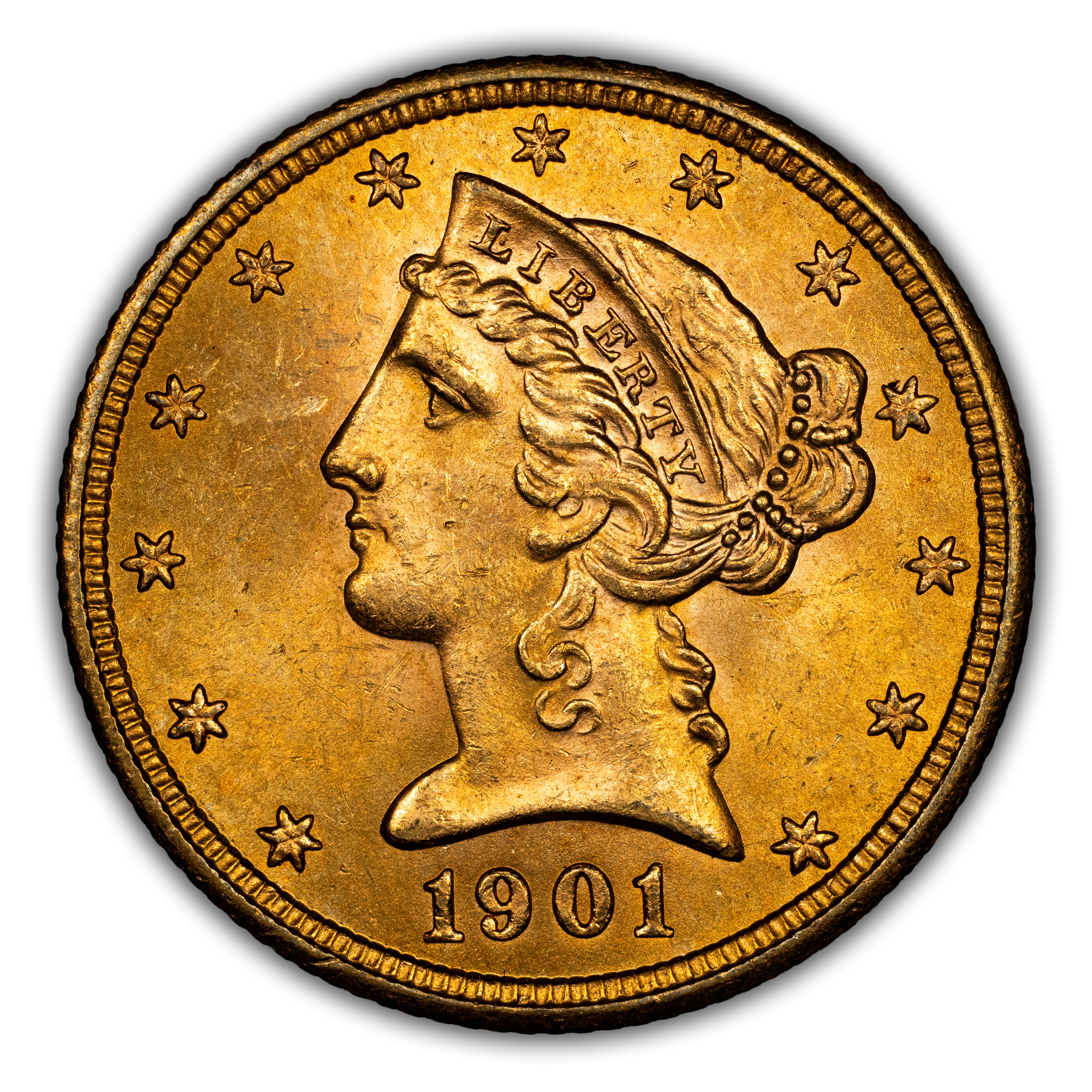 1901-S/S $5 Repunched Mintmark, FS-501 MS