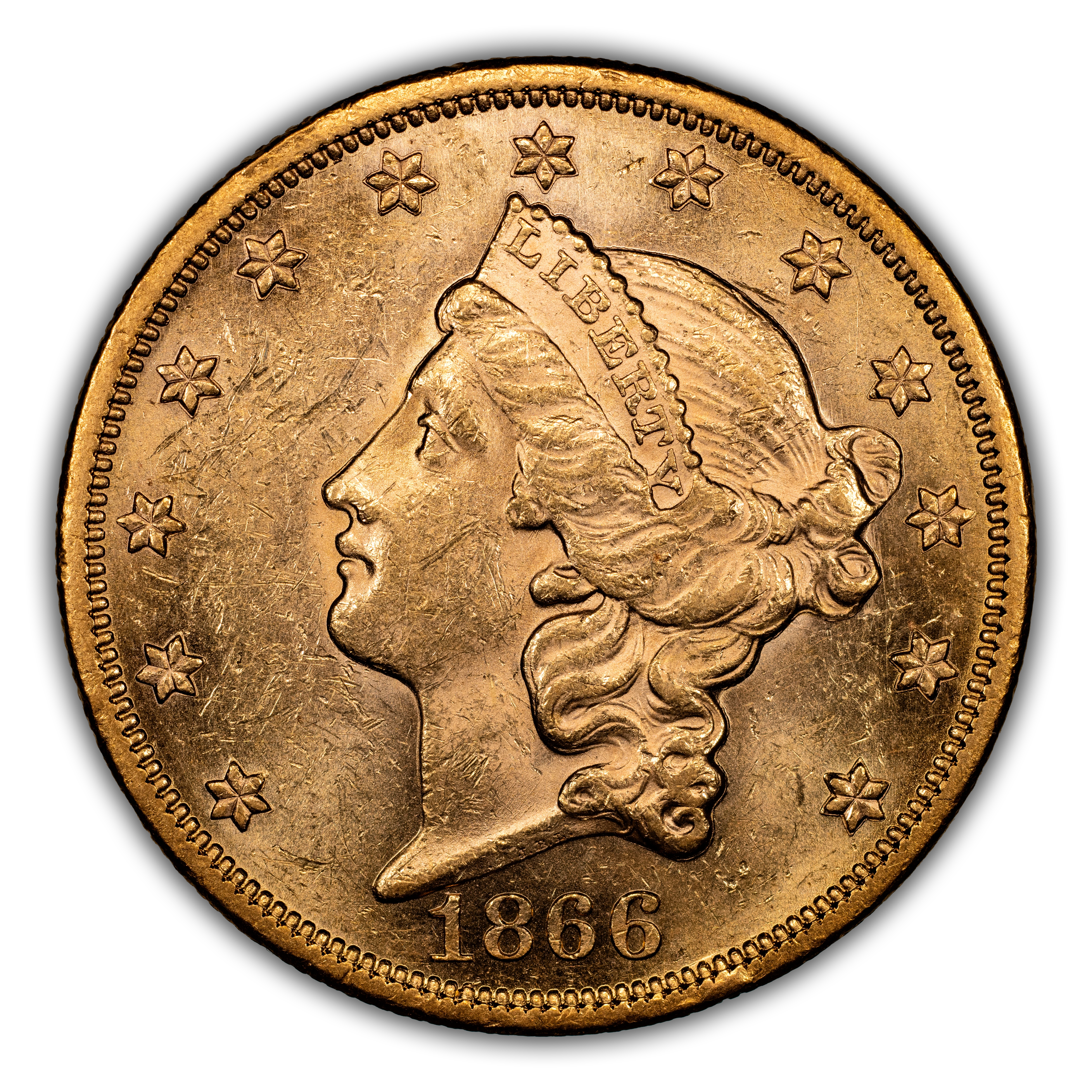 1866 $20 Doubled Die Reverse, FS-801 MS
