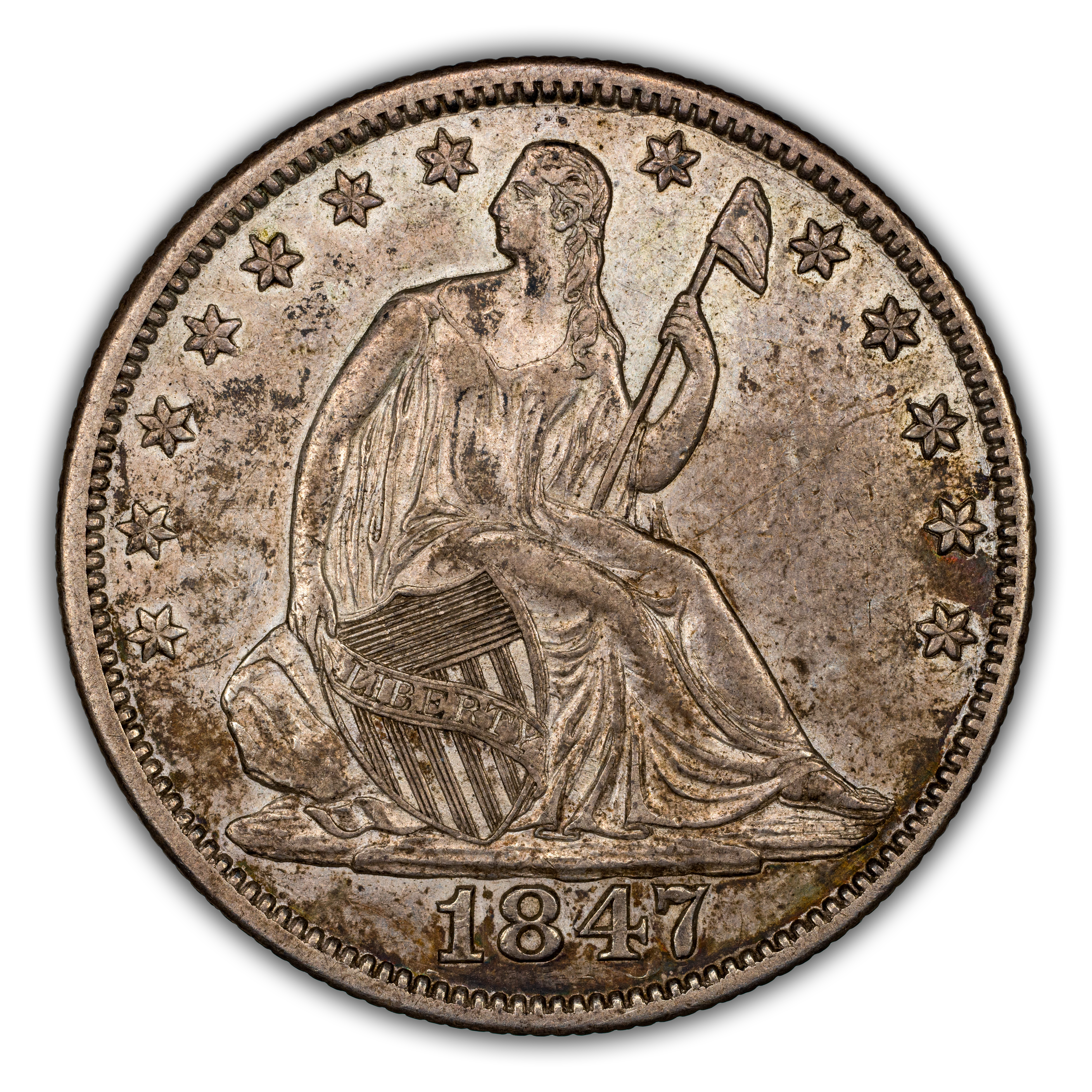 1847/6 50c Overdate, Early Die State MS