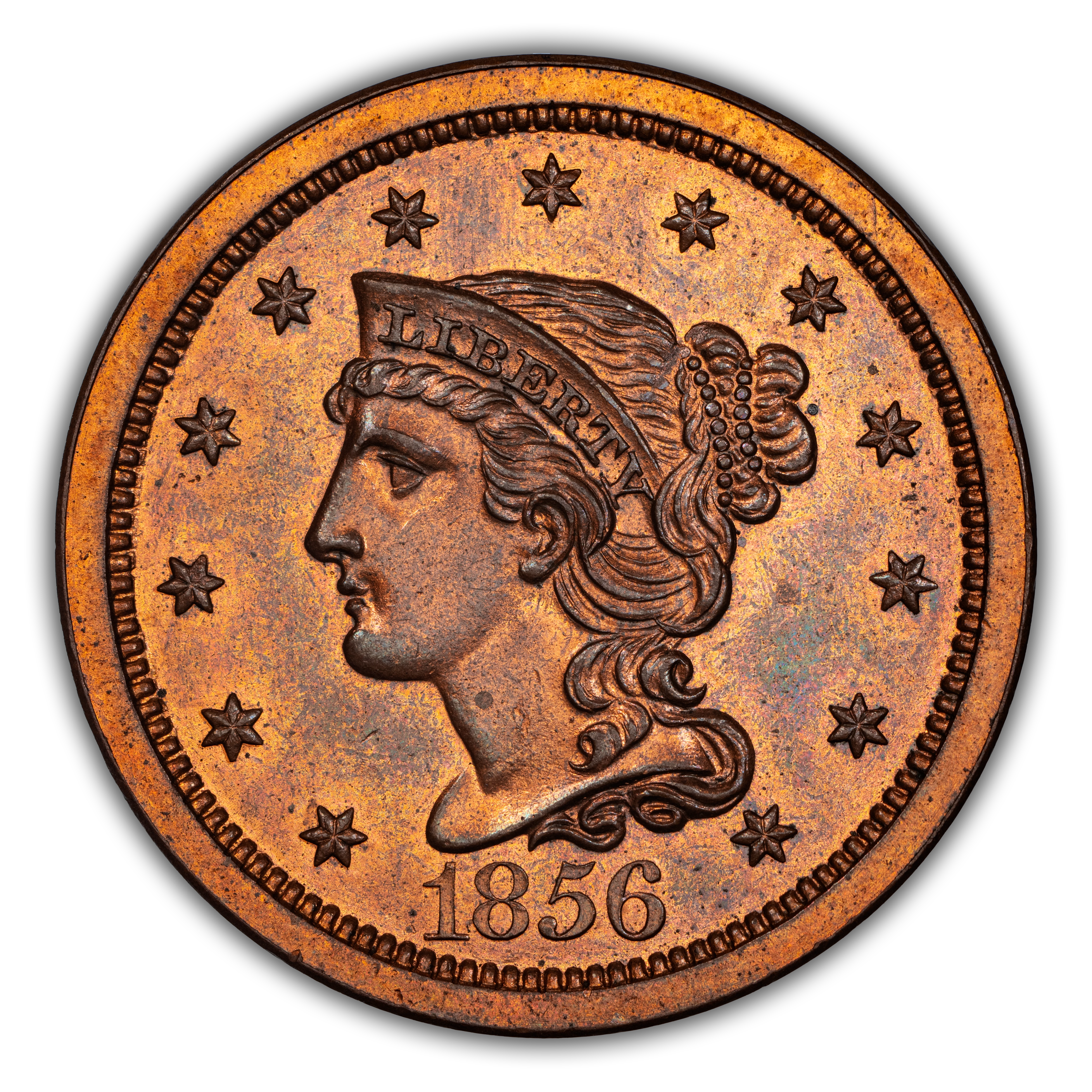 1856 1c Slanted 5, N-5 PR RB